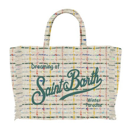MC2 SAINT BARTH Borsa VANITY MINI TWEED-Off White Multicolor