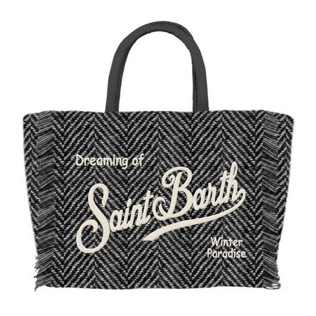 MC2 SAINT BARTH Borsa VANITY MINI WOOL-Herringbone Nero