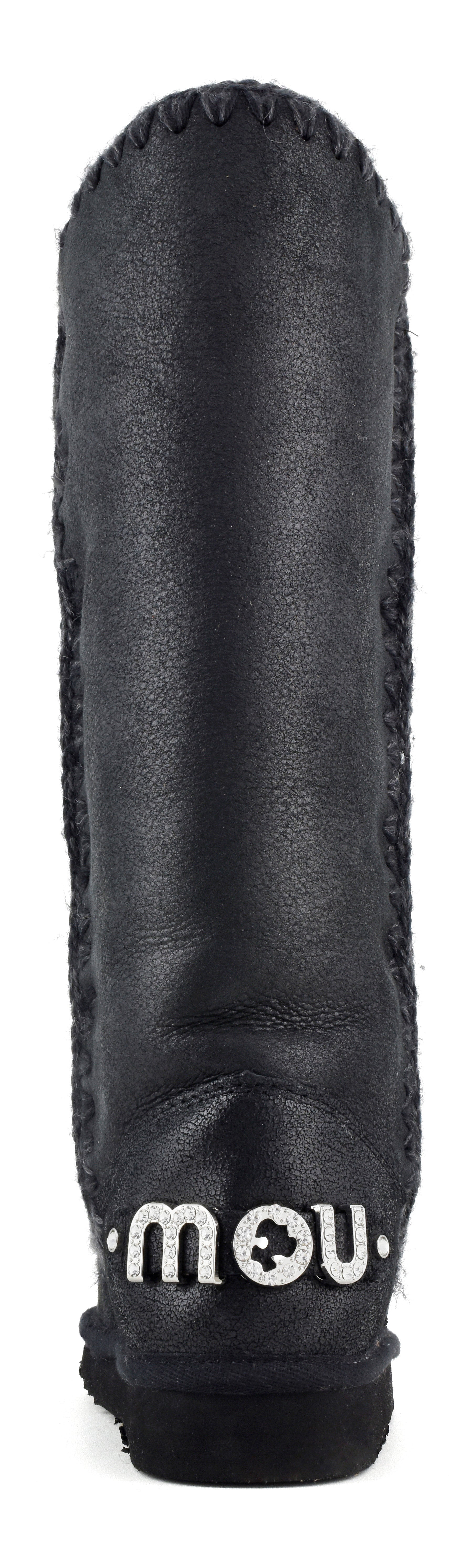 MOU Stivale Donna Eskimo 40 Rhinestones Logo-Cracked Black