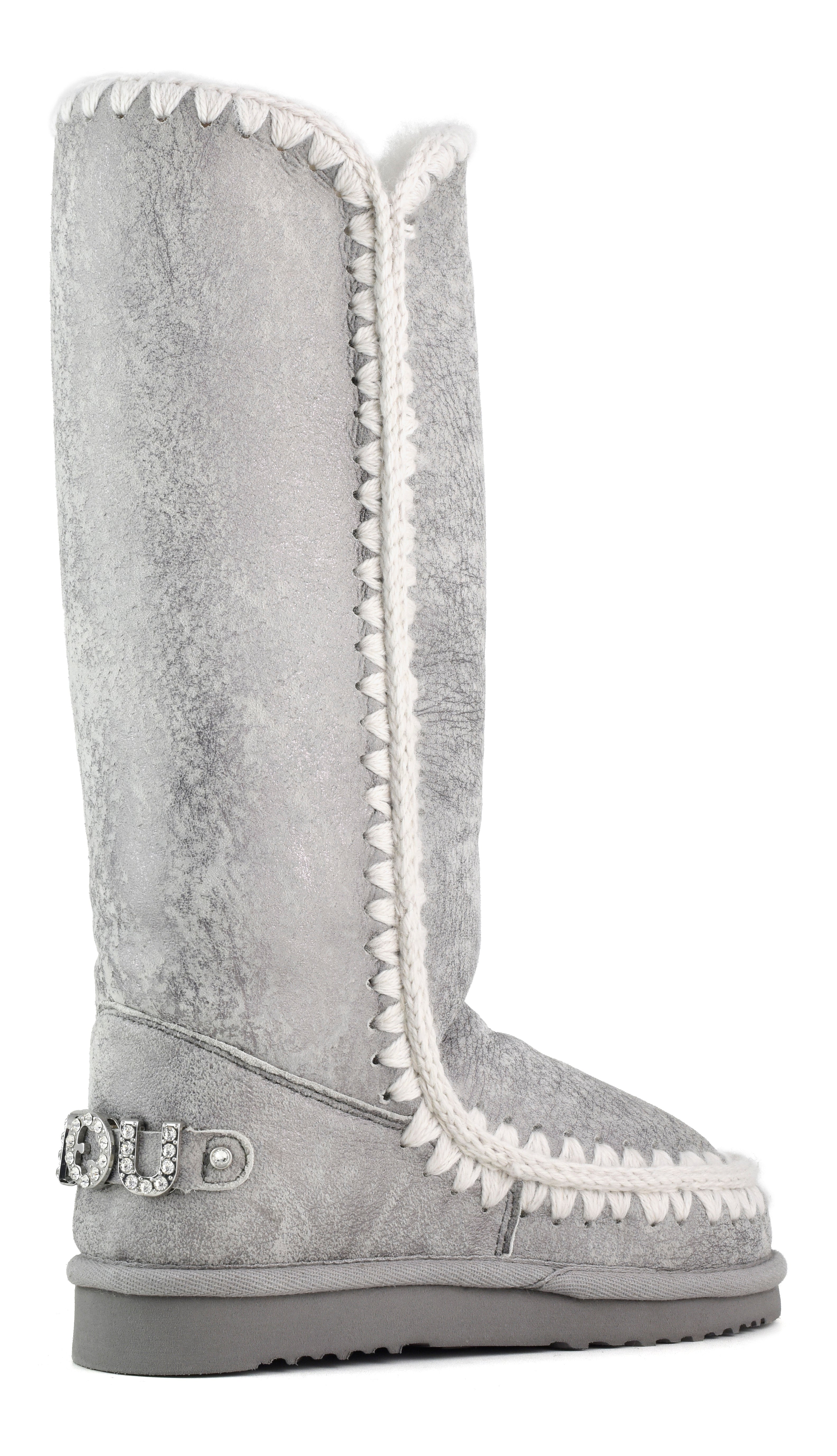 MOU Stivale Donna Eskimo 40 Rhinestones Logo-Silky Silver