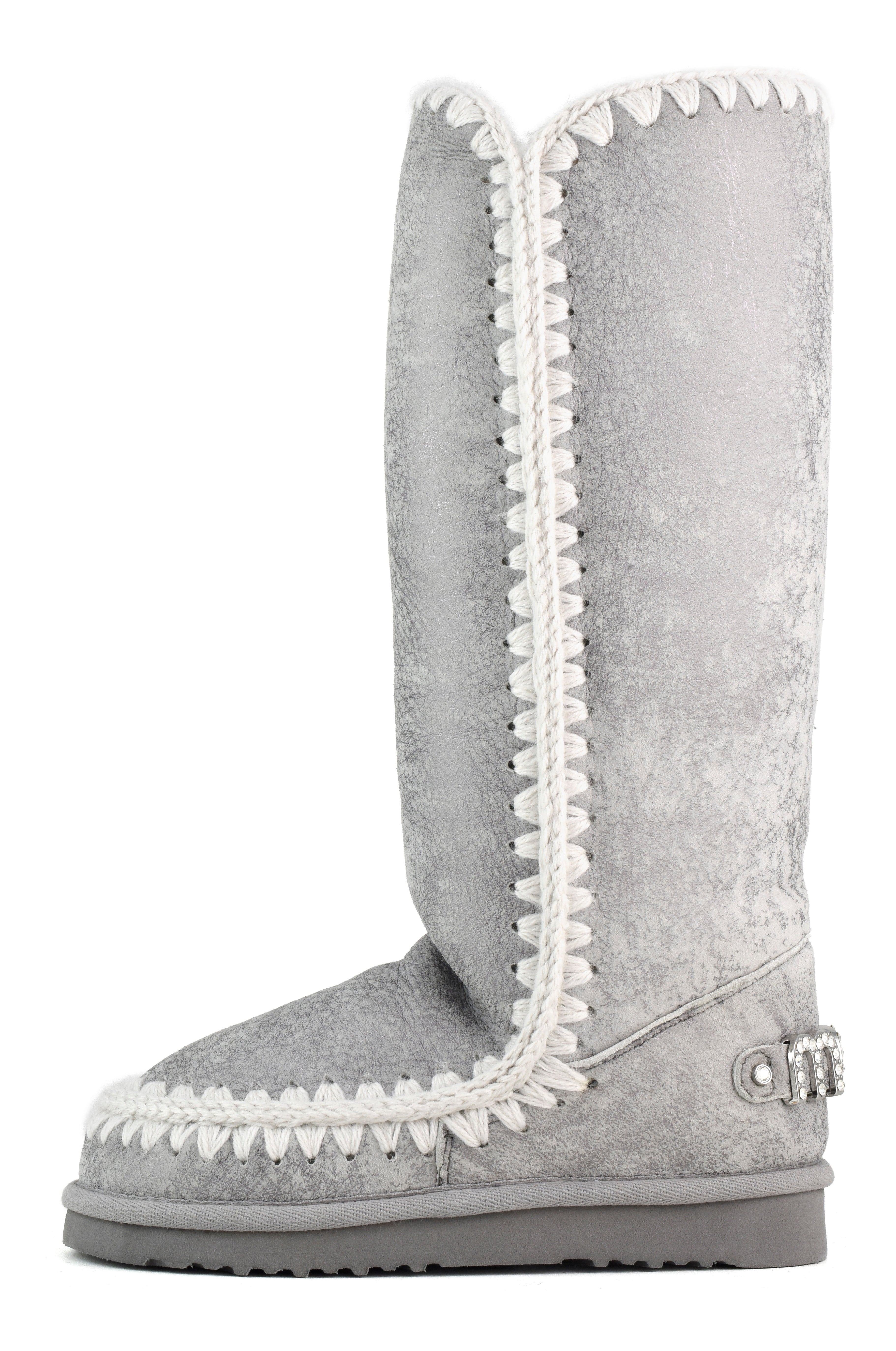 MOU Stivale Donna Eskimo 40 Rhinestones Logo-Silky Silver