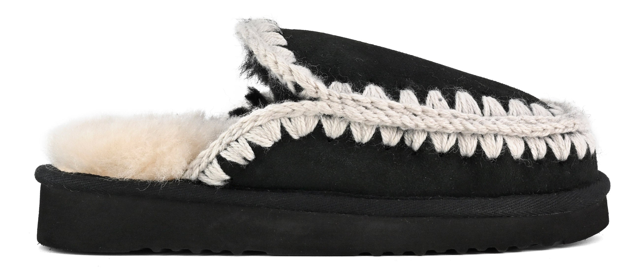 MOU Ciabatta Donna Eskimo Stitching Clog-Black White