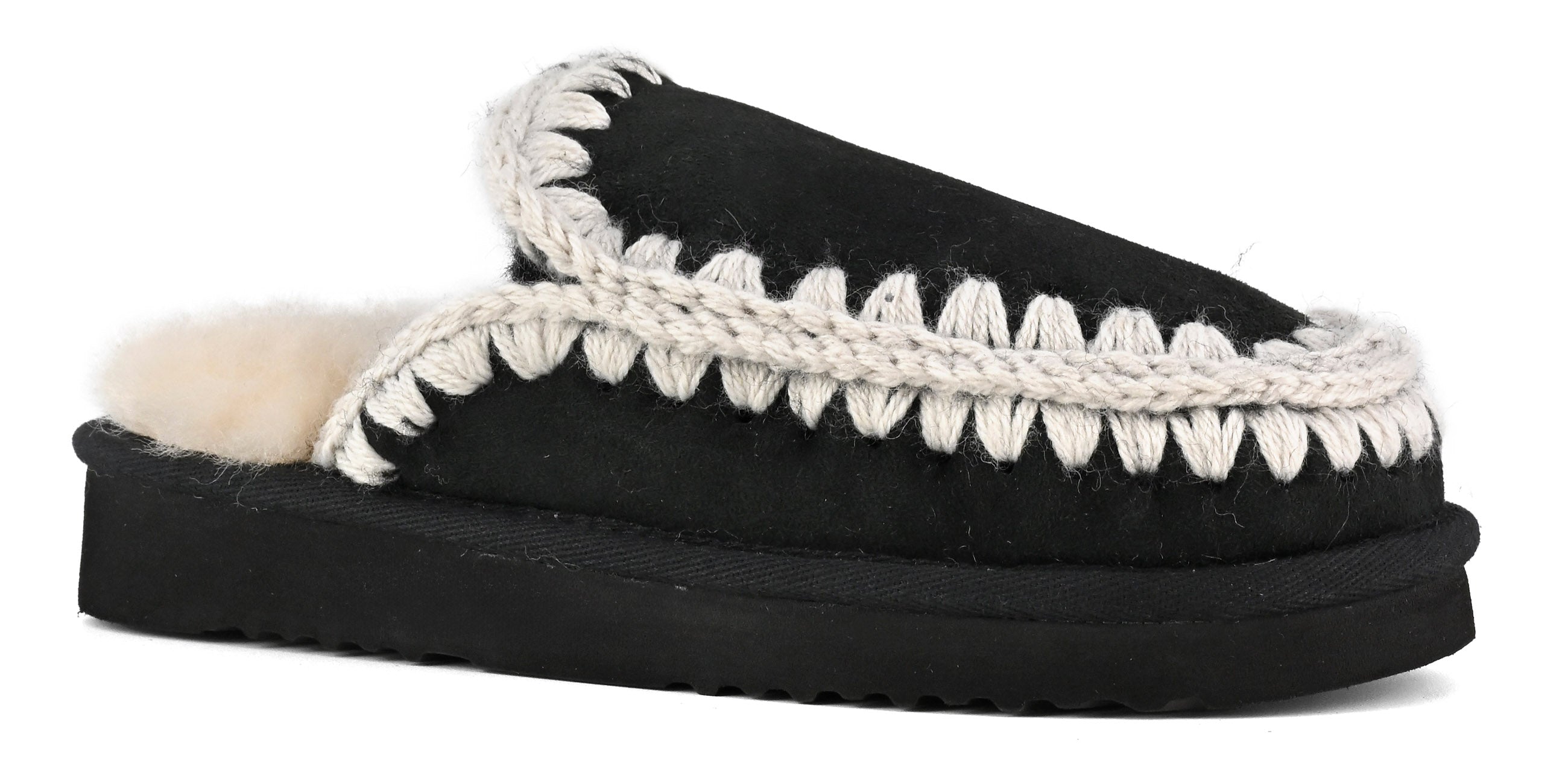 MOU Ciabatta Donna Eskimo Stitching Clog-Black White