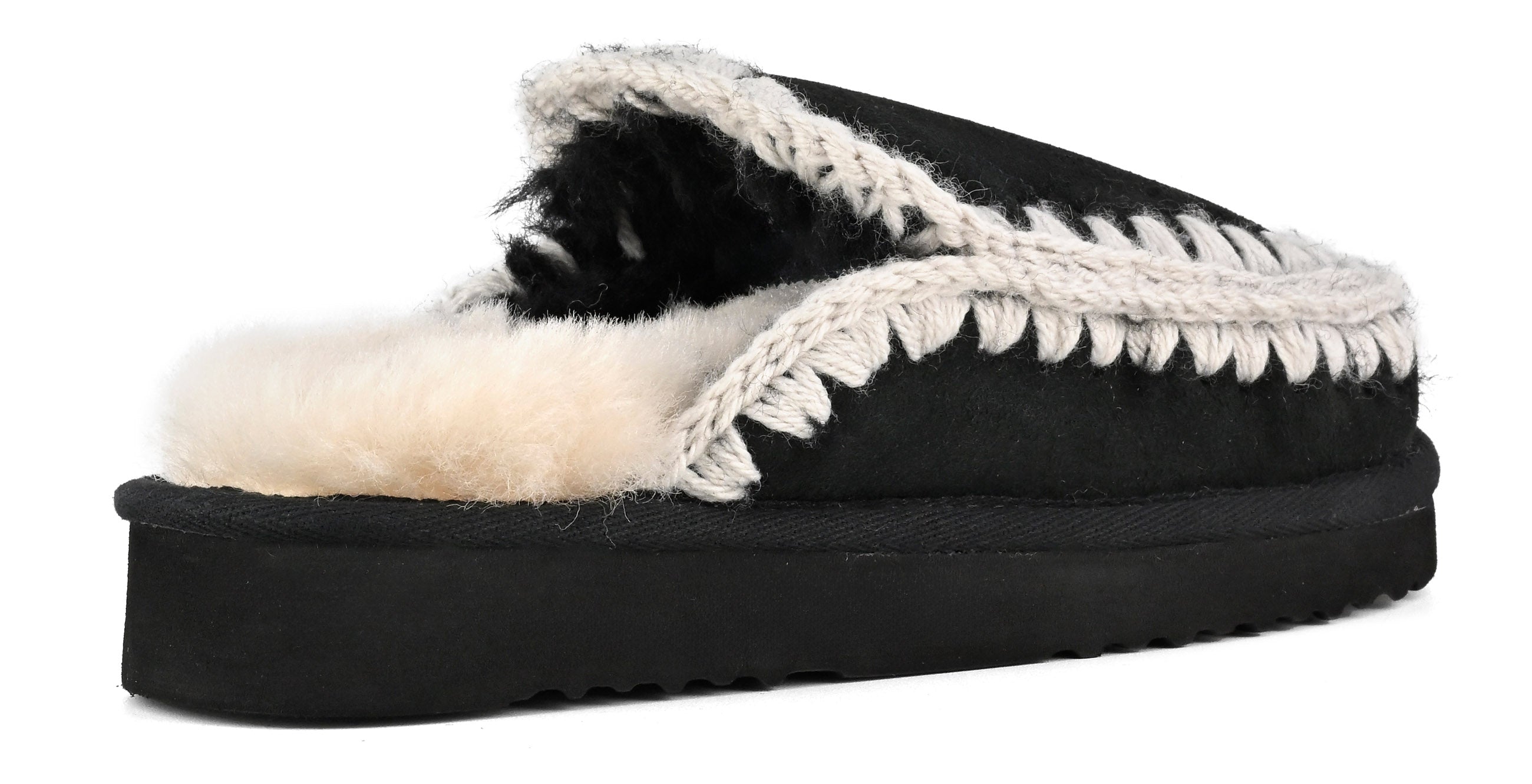MOU Ciabatta Donna Eskimo Stitching Clog-Black White