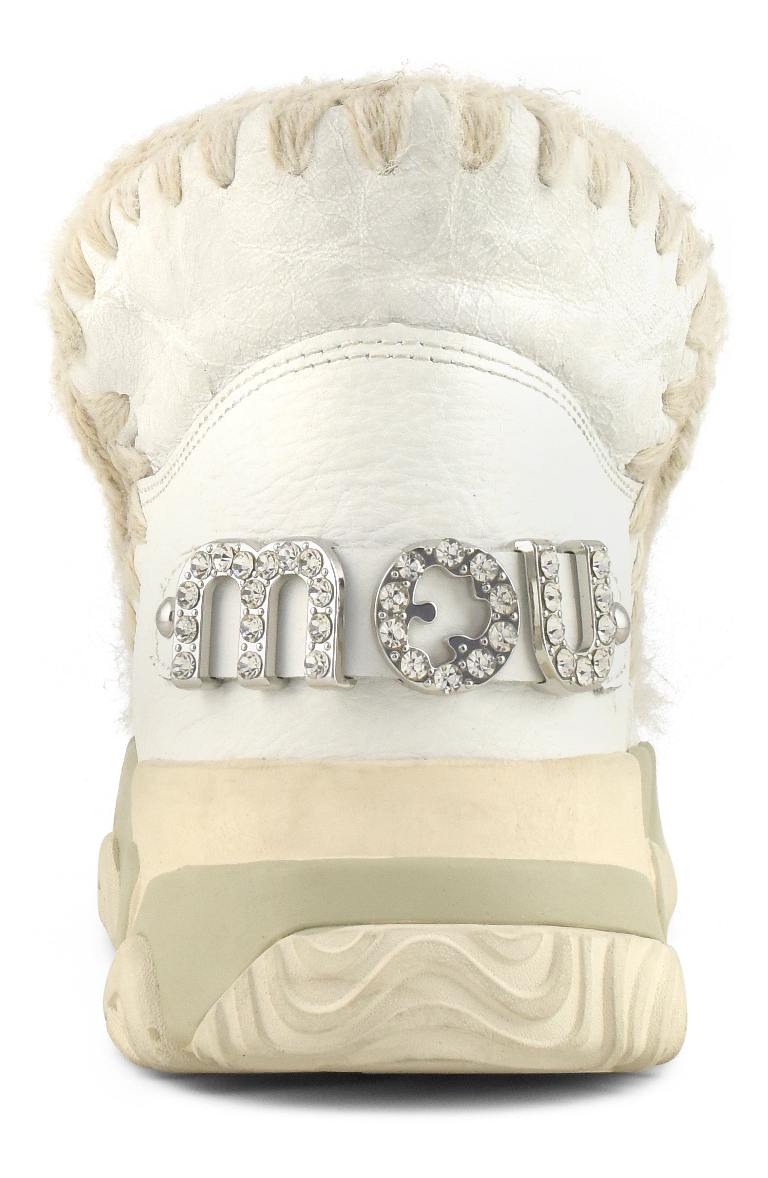 MOU Sneaker Donna Eskimo Trainer Rhinestone Logo-Waxi White