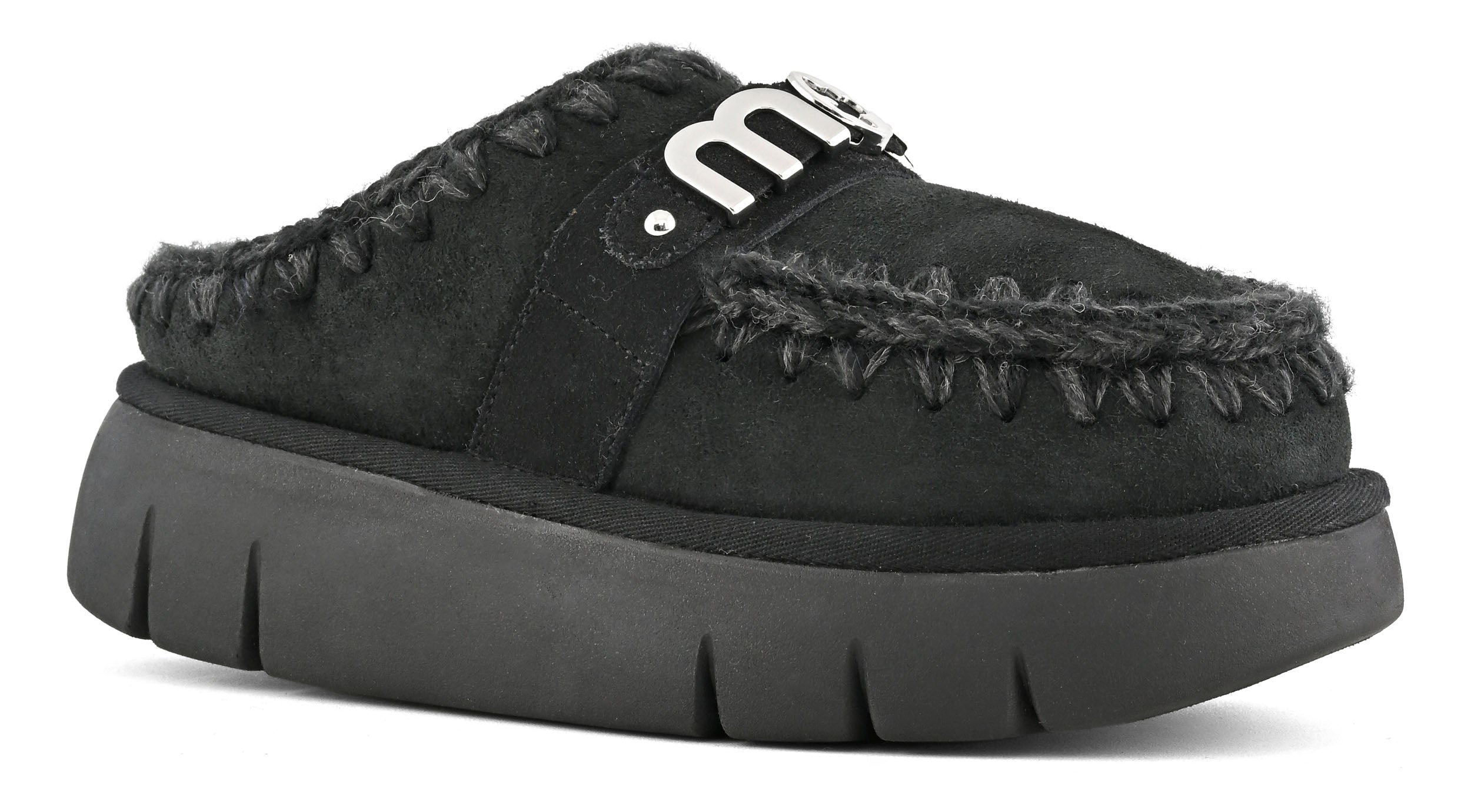 MOU Ciabatta Donna Bounce Clog Metal Logo-Black