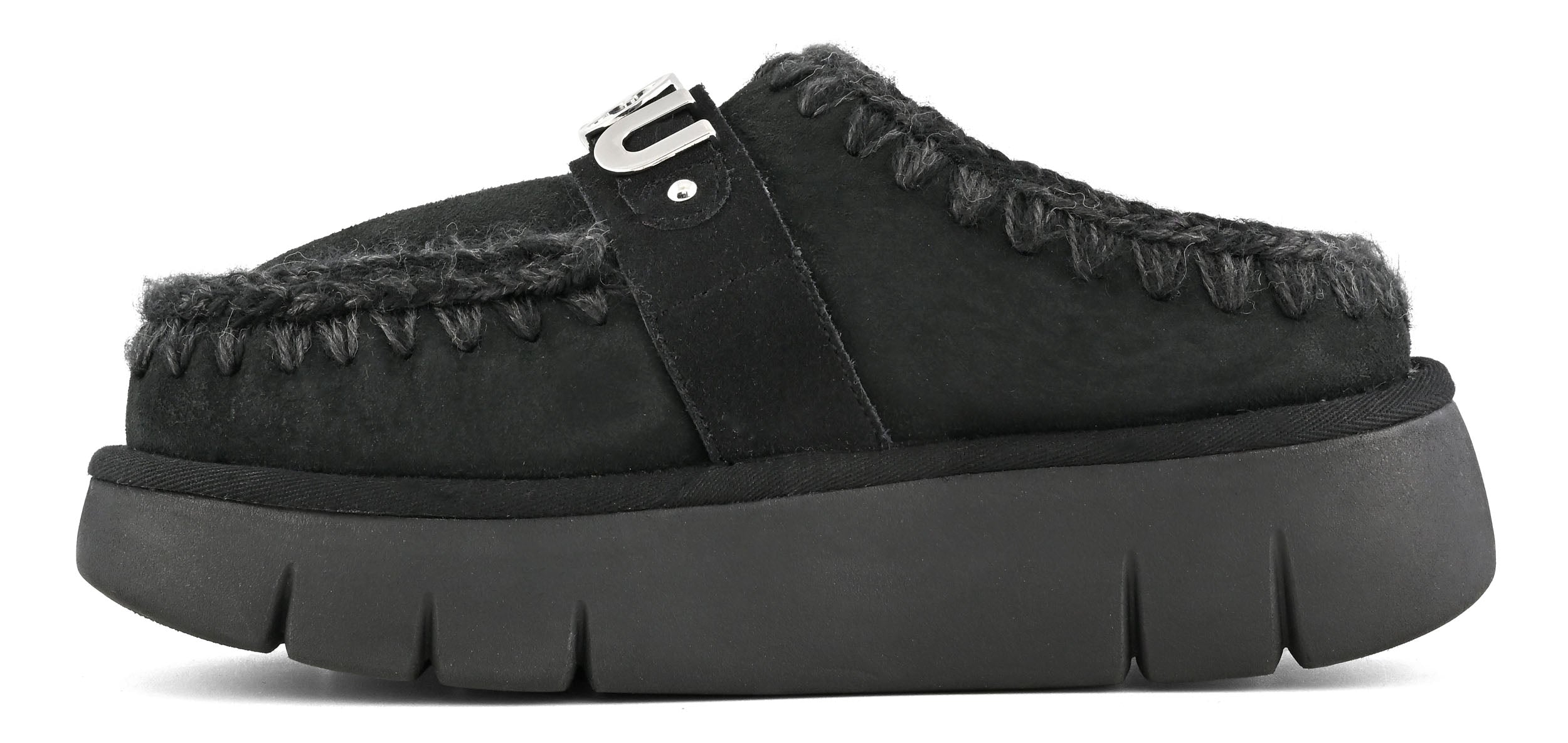 MOU Ciabatta Donna Bounce Clog Metal Logo-Black