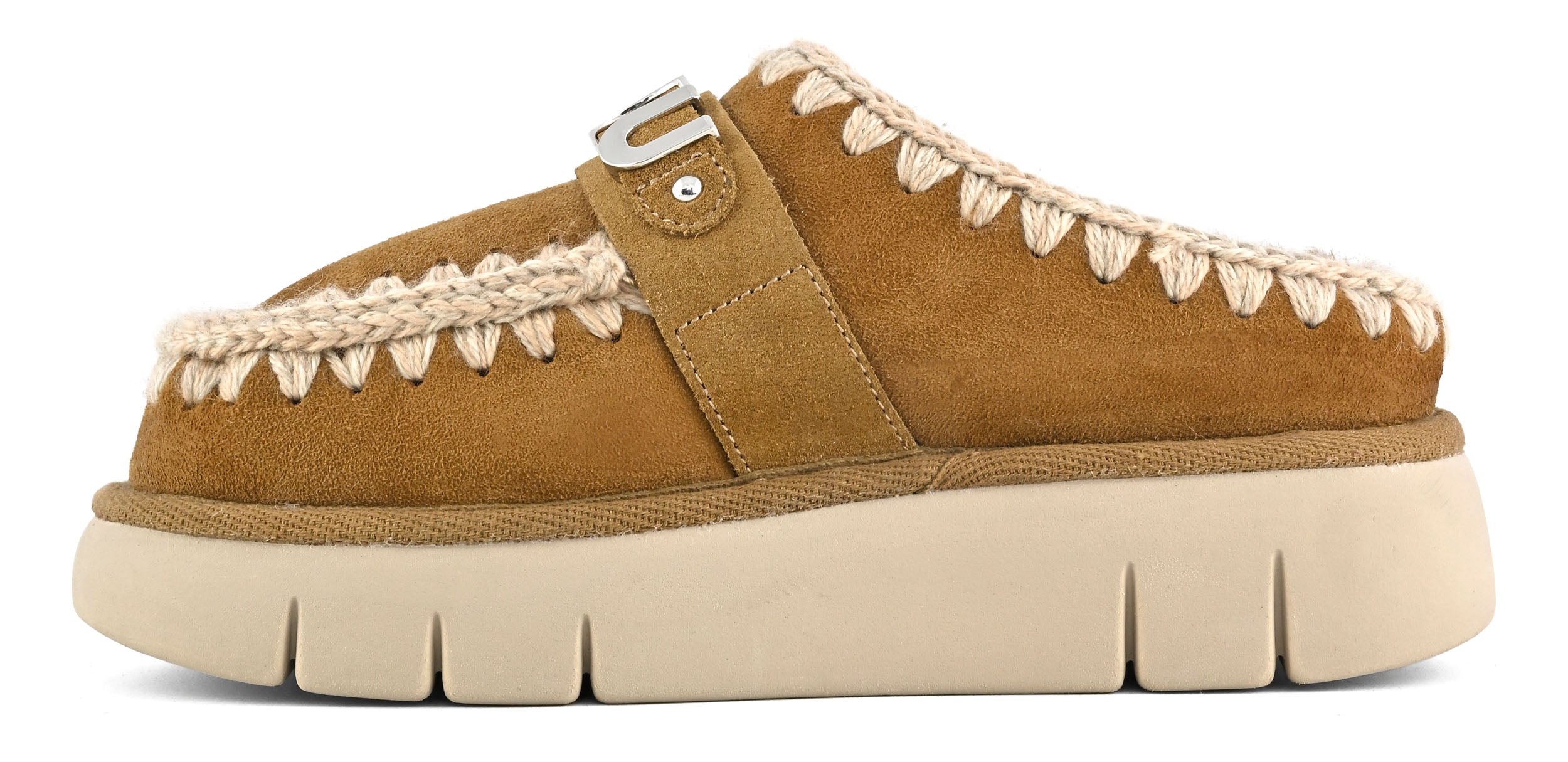 MOU Ciabatta Donna Bounce Clog Metal Logo-Cognac