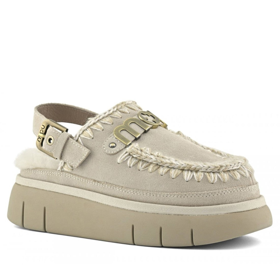 MOU Sabot Donna Bounce Clog Back Strap-Chalk