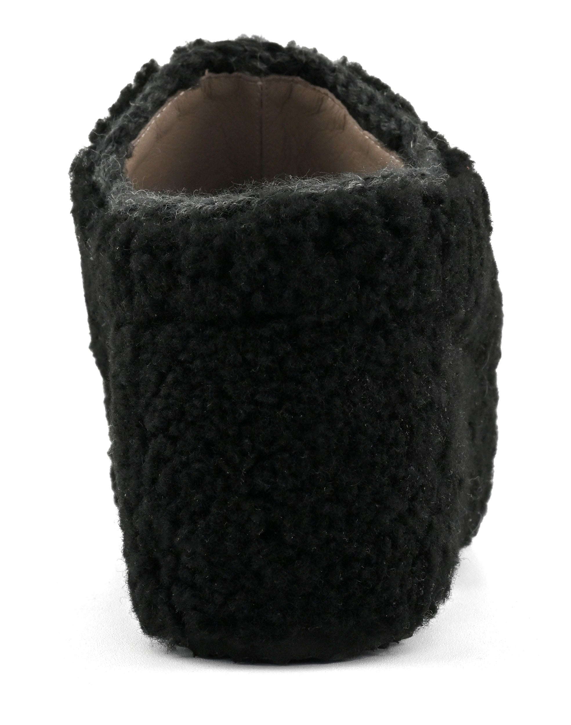 MOU Zoccolo Donna Curly Sheepskin Clog-Black
