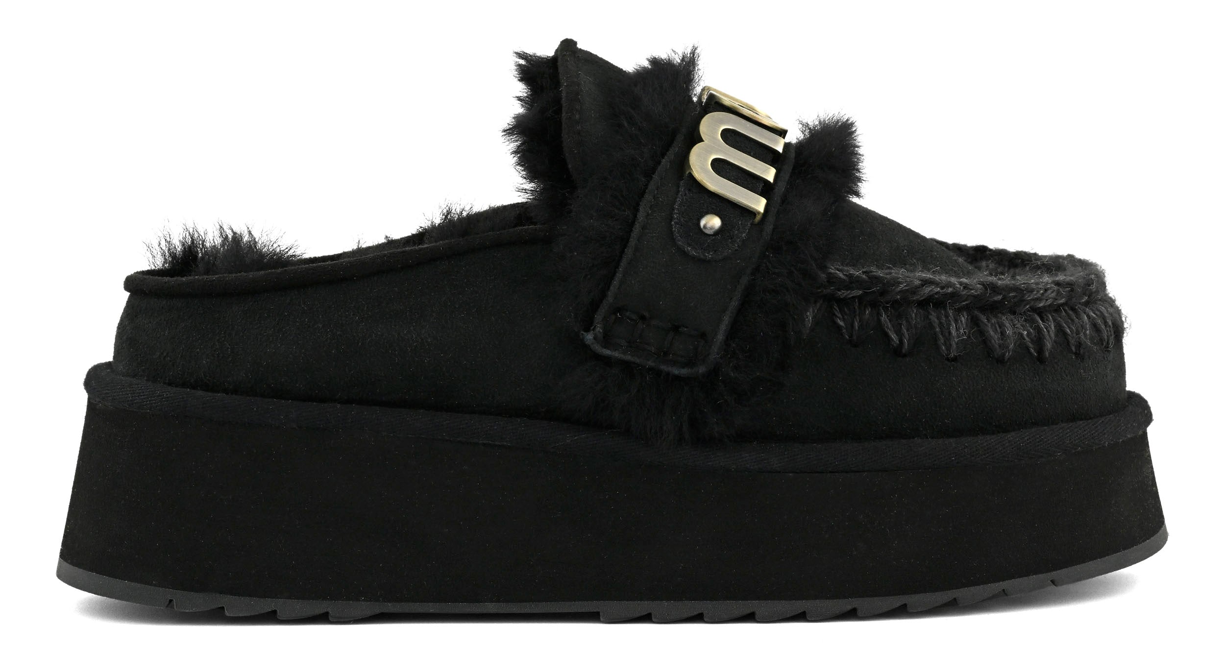 MOU Ciabatta Donna Platform Clog Strap Logo-Black