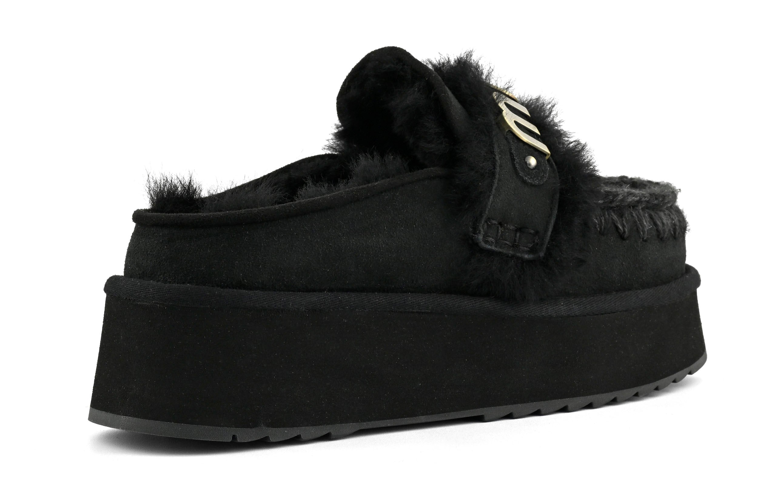 MOU Ciabatta Donna Platform Clog Strap Logo-Black