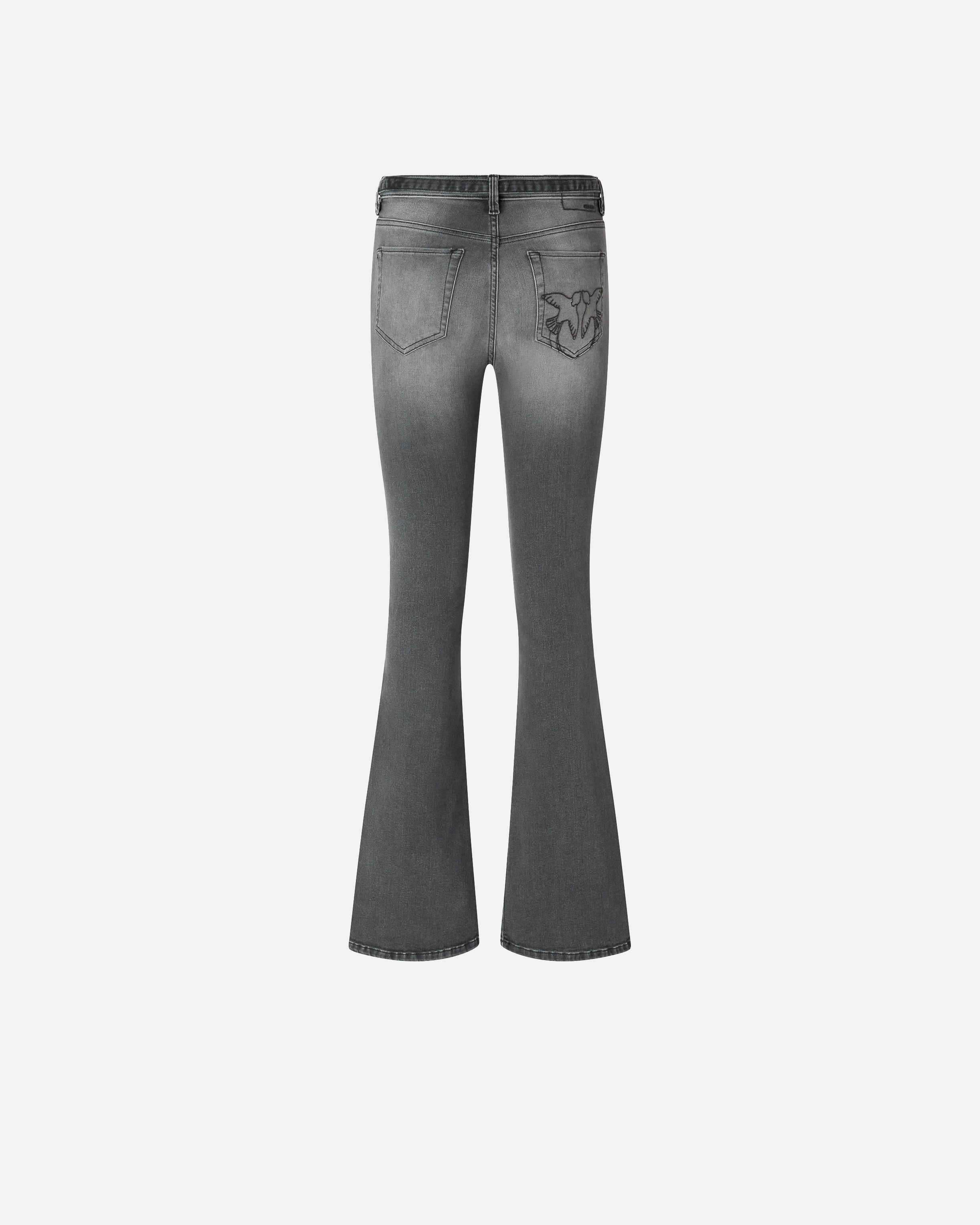 PINKO Jeans Flora Flare Cintura Logo-Grigio Scuro