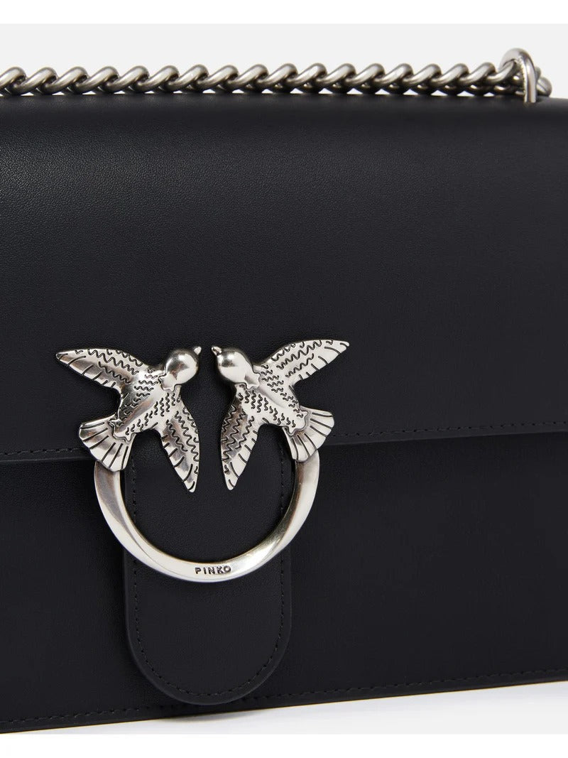 PINKO Borsa Love One Classic DC-Nero Old Silver