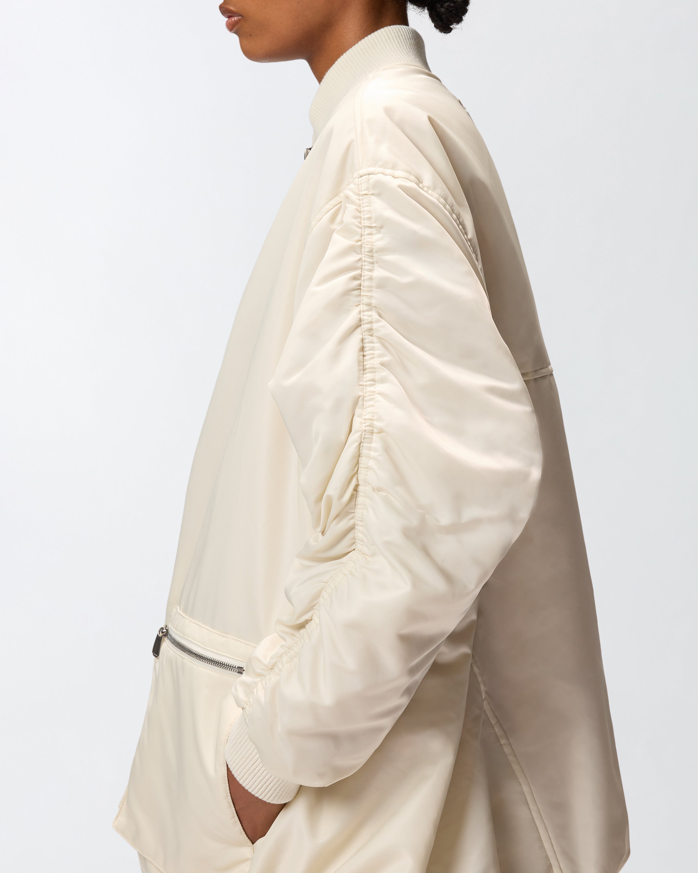 PINKO Bomber Lungo Bacon raso-Off White