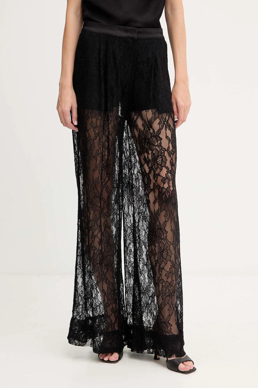 PINKO Pantalone Cluedo Pizzo Satin-Nero
