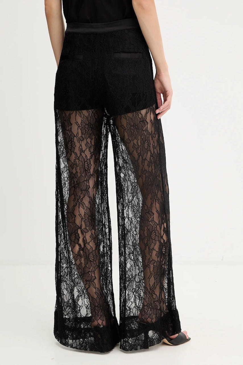PINKO Pantalone Cluedo Pizzo Satin-Nero