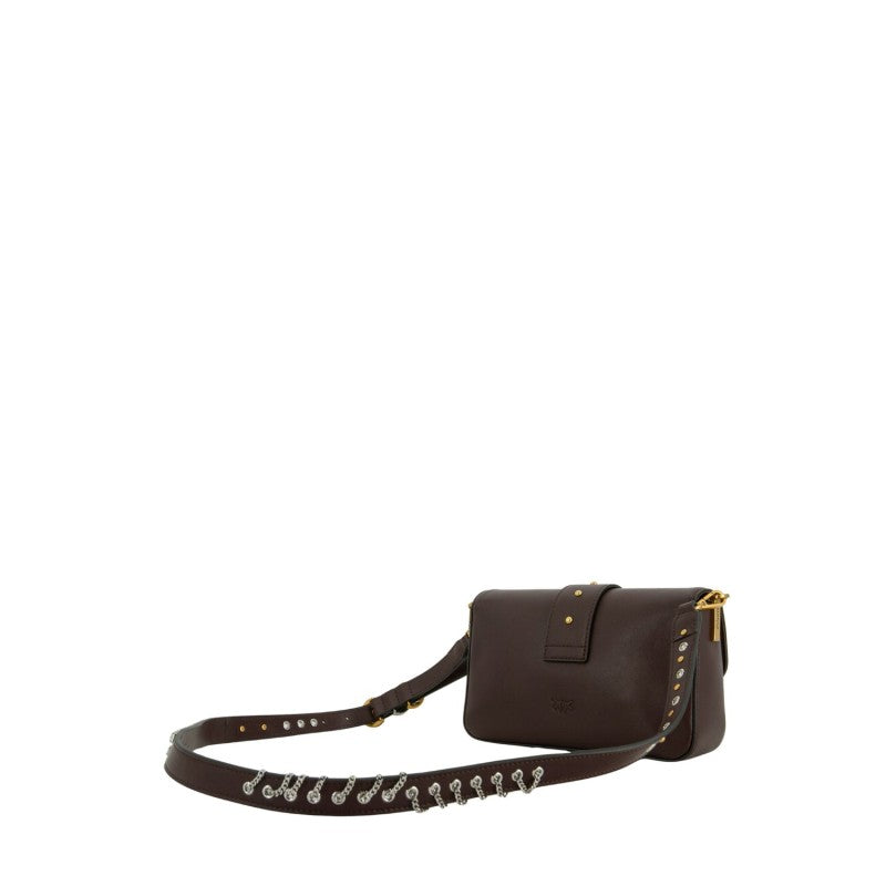 PINKO Borsa Love One Mini Slouchy Mb Charms-Rosso Mogano Gold
