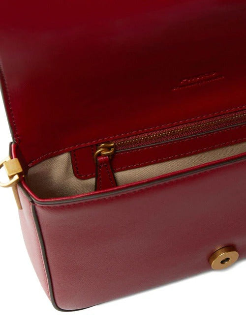 PINKO Borsa Love One Mini Slouchy Mb Charms-Rosso Lampone Gold