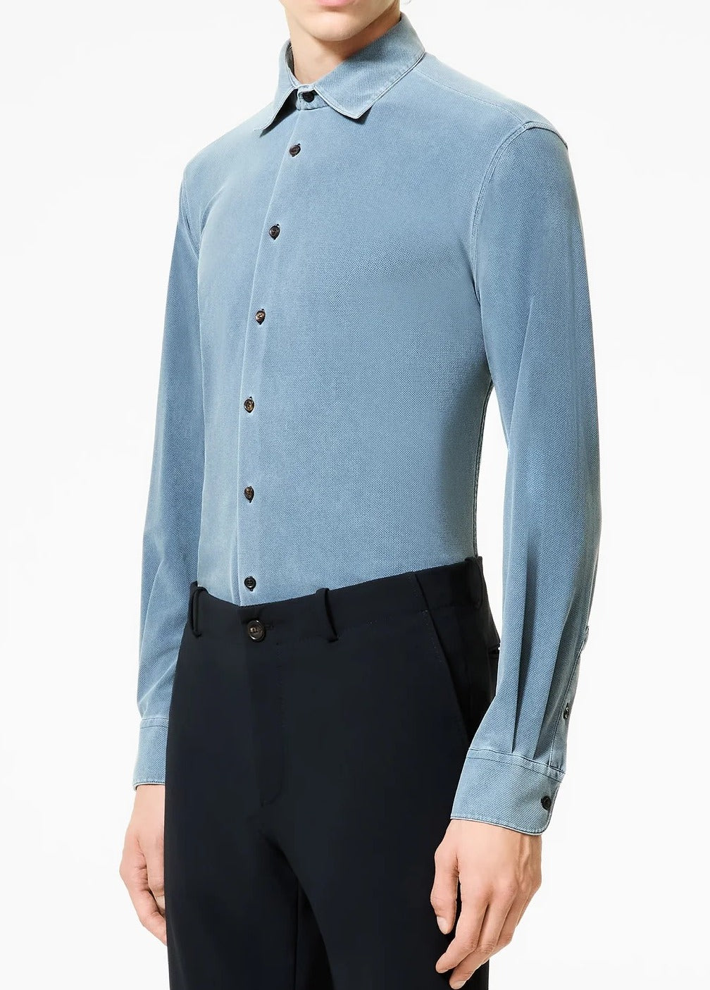 RRD Camicia Uomo Techno Wash Piquè-Blue Black