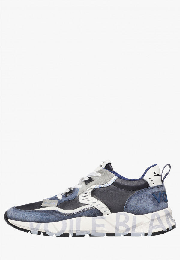 VOILE BLANCHE Sneaker Uomo Club01-Blu Azzurro