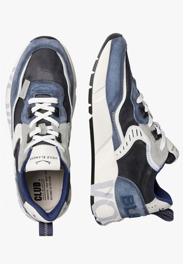 VOILE BLANCHE Sneaker Uomo Club01-Blu Azzurro