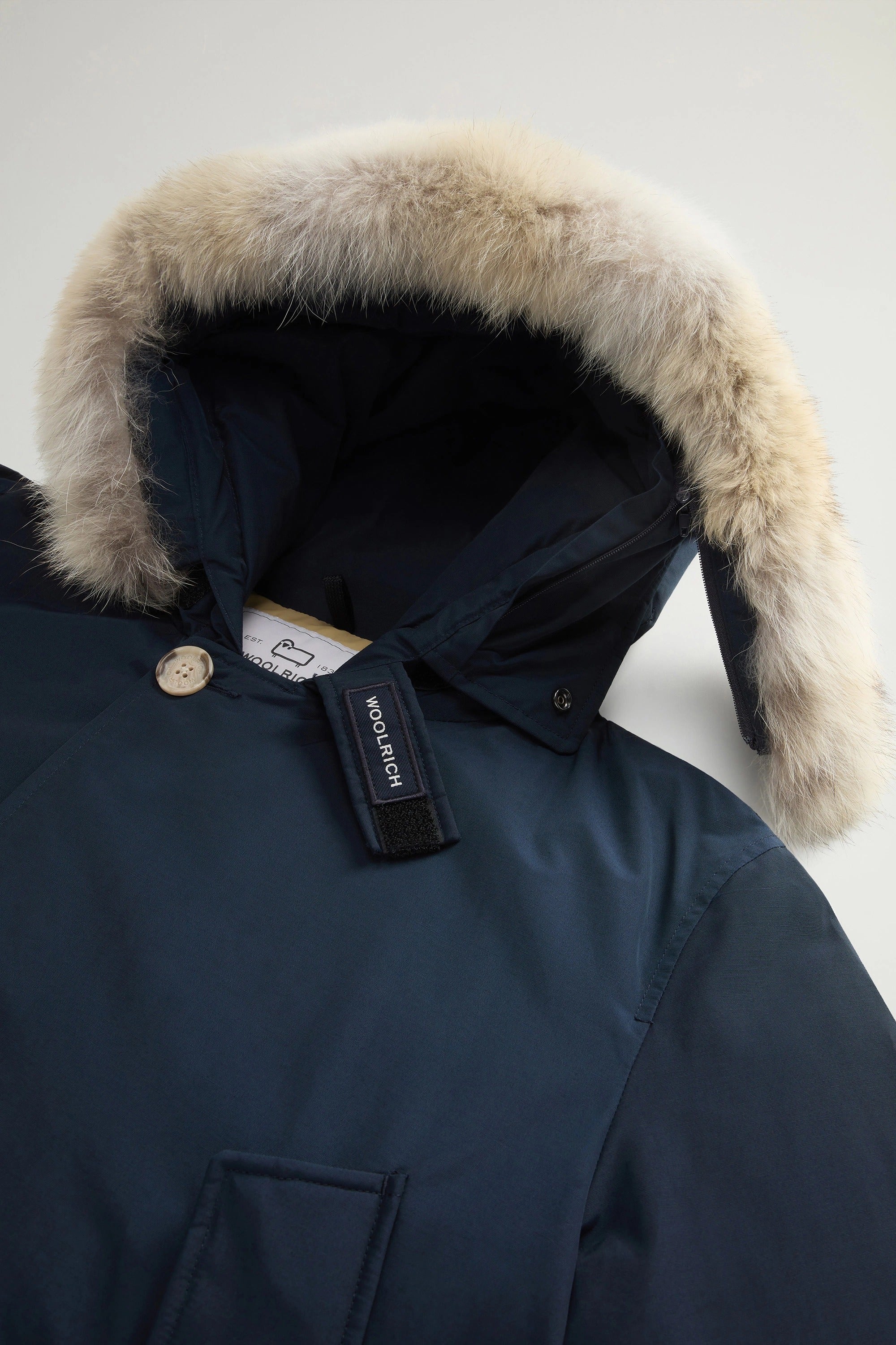 WOOLRICH Parka Uomo ARCTIC DETACHABLE FUR PARKA-Melton Blue