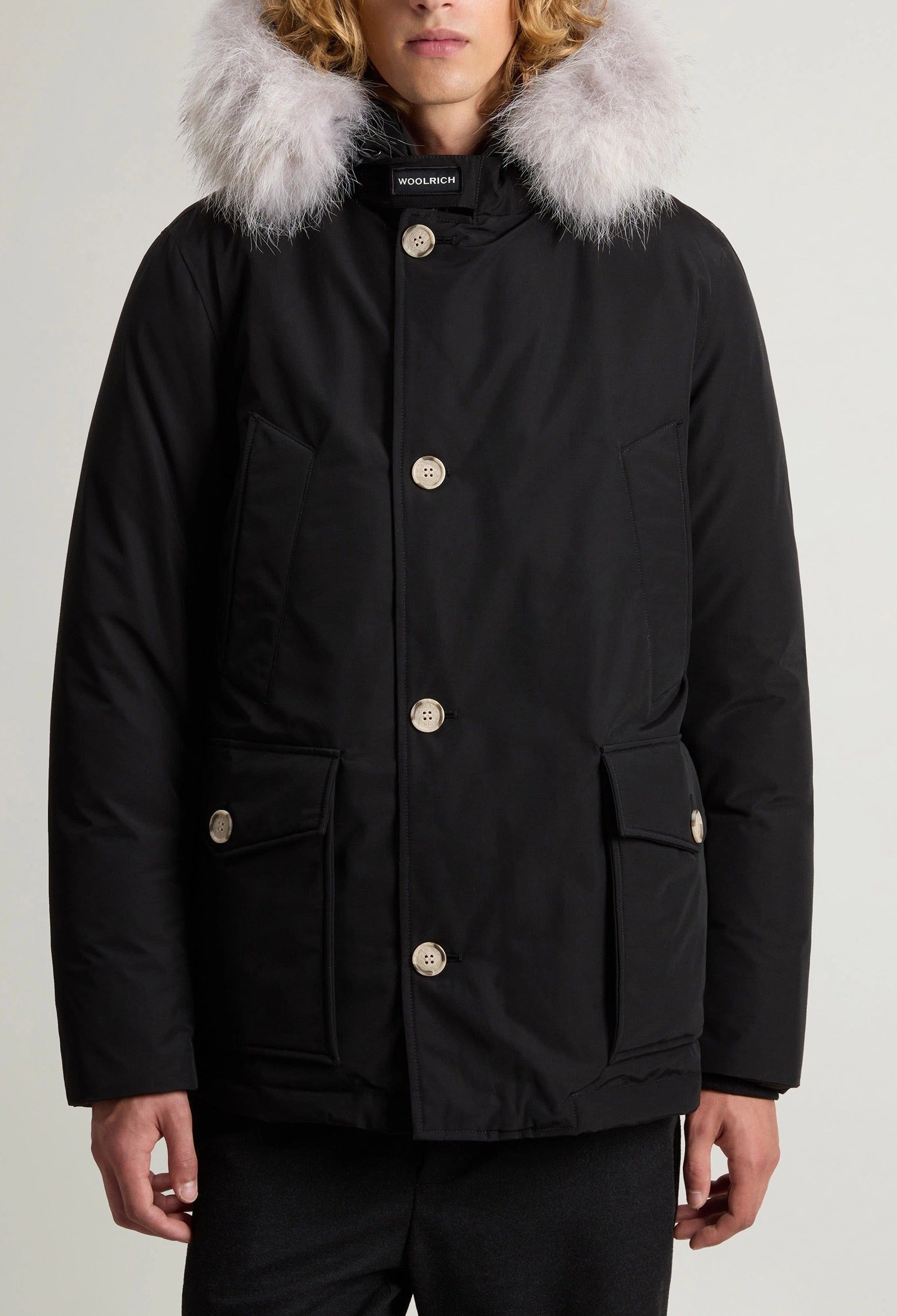 WOOLRICH Parka Uomo ARCTIC DETACHABLE FUR ANORAK-Black