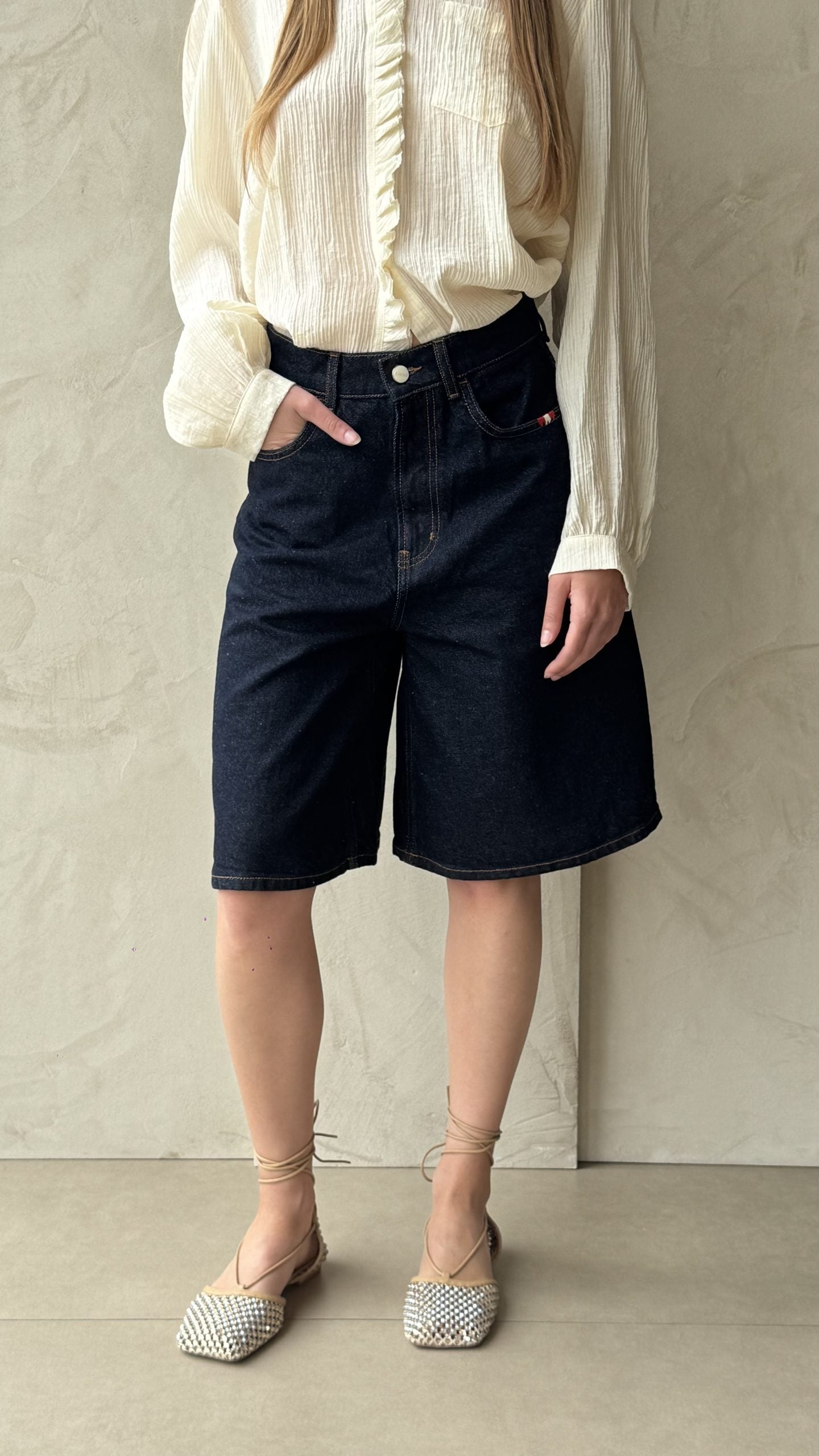 AMISH BERMUDA Donna CREW DENIM RECYCLED-Blu