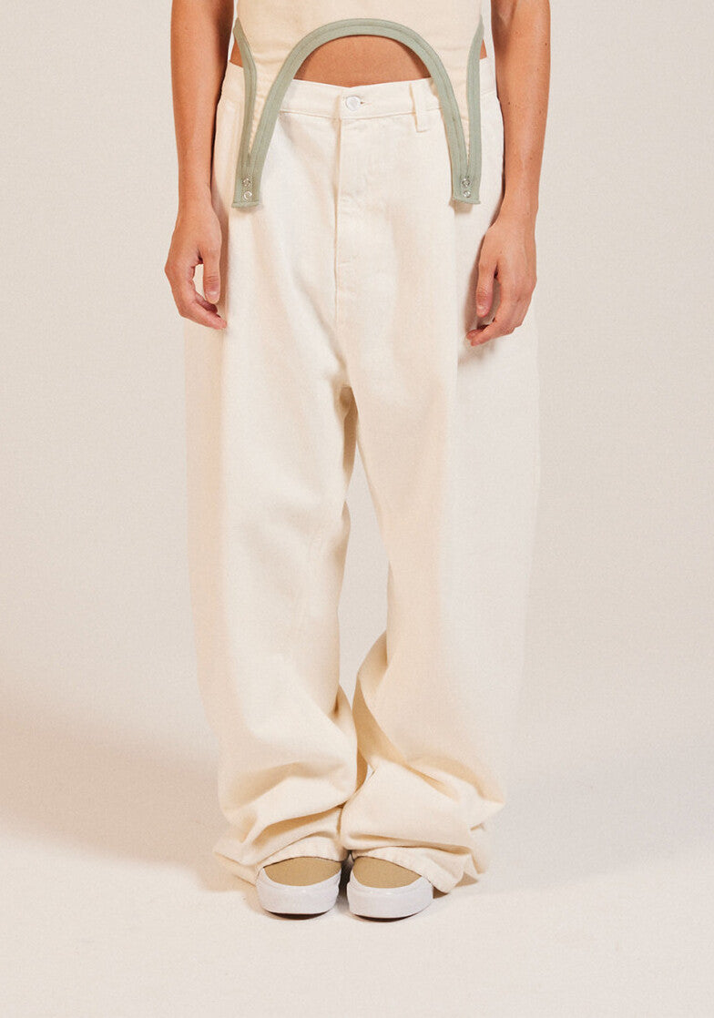 AMISH Pantalone Unisex No Gender Bull Dyed-Bianco
