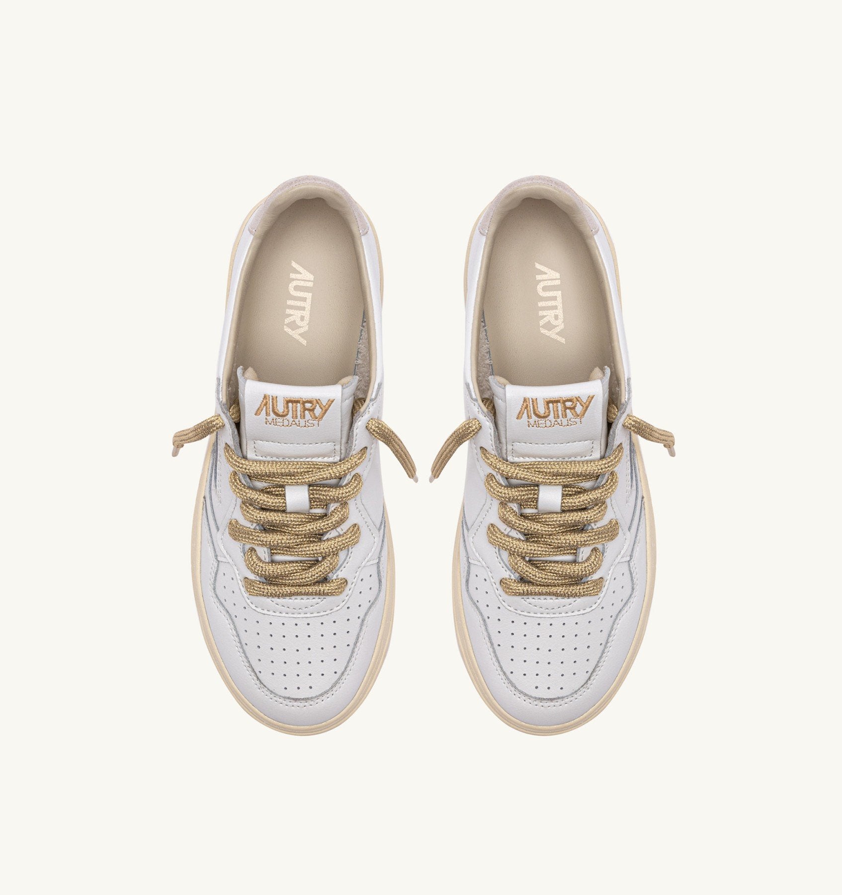 AUTRY Sneaker Donna Medalist Low Lurex-White Gold