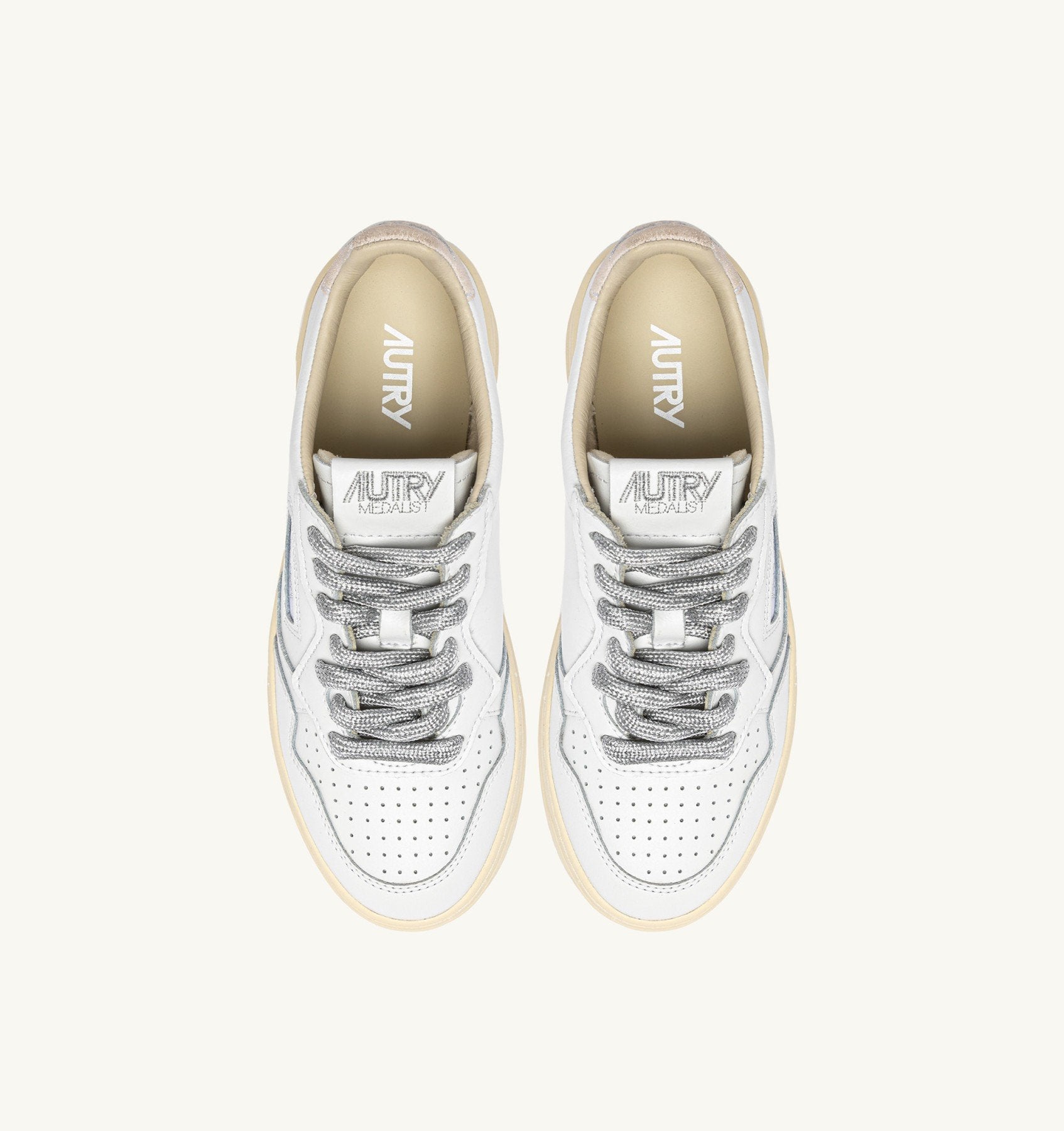AUTRY Sneaker Donna Medalist Low Lurex-White Silver