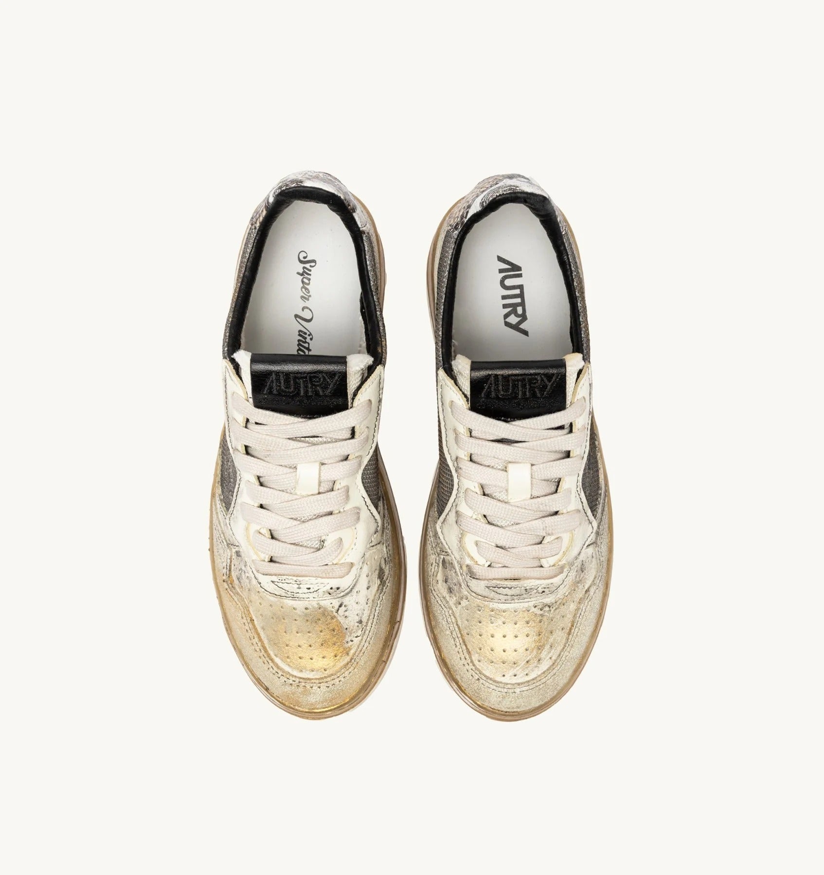 AUTRY Sneaker Donna Medalist Low Super Vintage-White Grey Gold