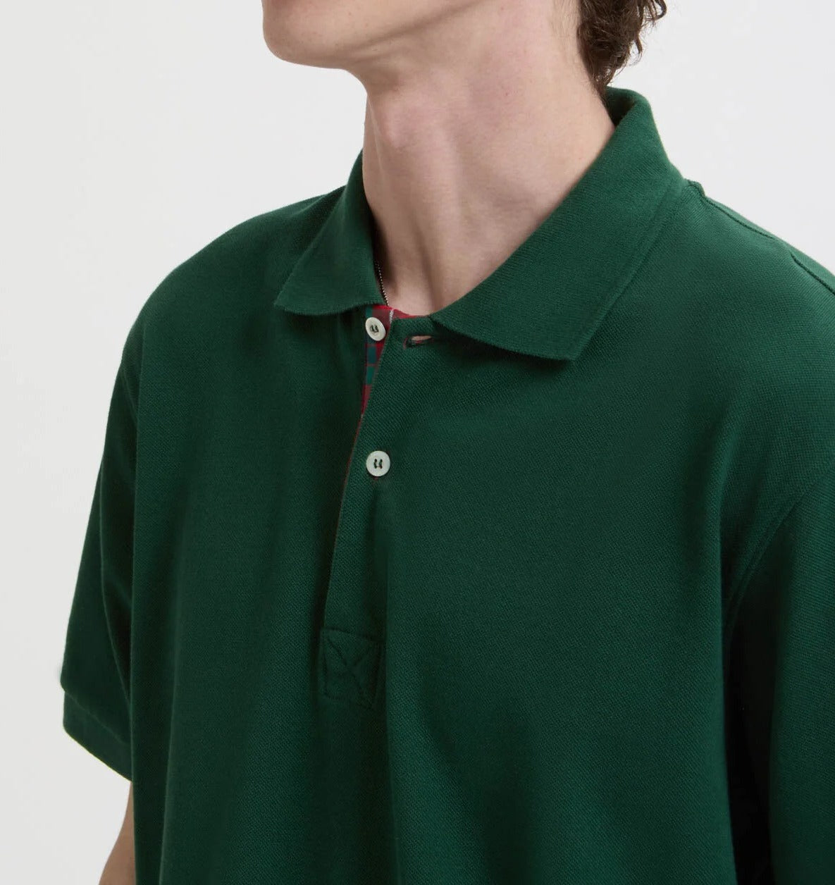 BARACUTA Polo Uomo Tartan Placket-Racing Green