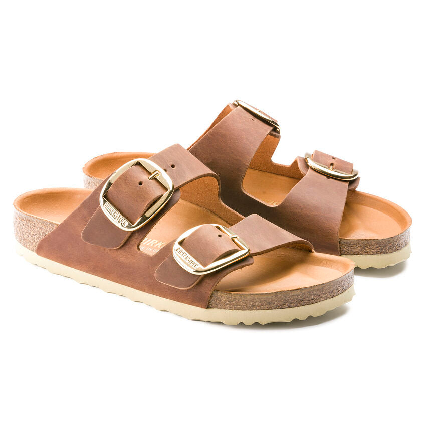 BIRKENSTOCK Ciabatta Donna Arizona Big Buckle Oiled Leather-Cognac