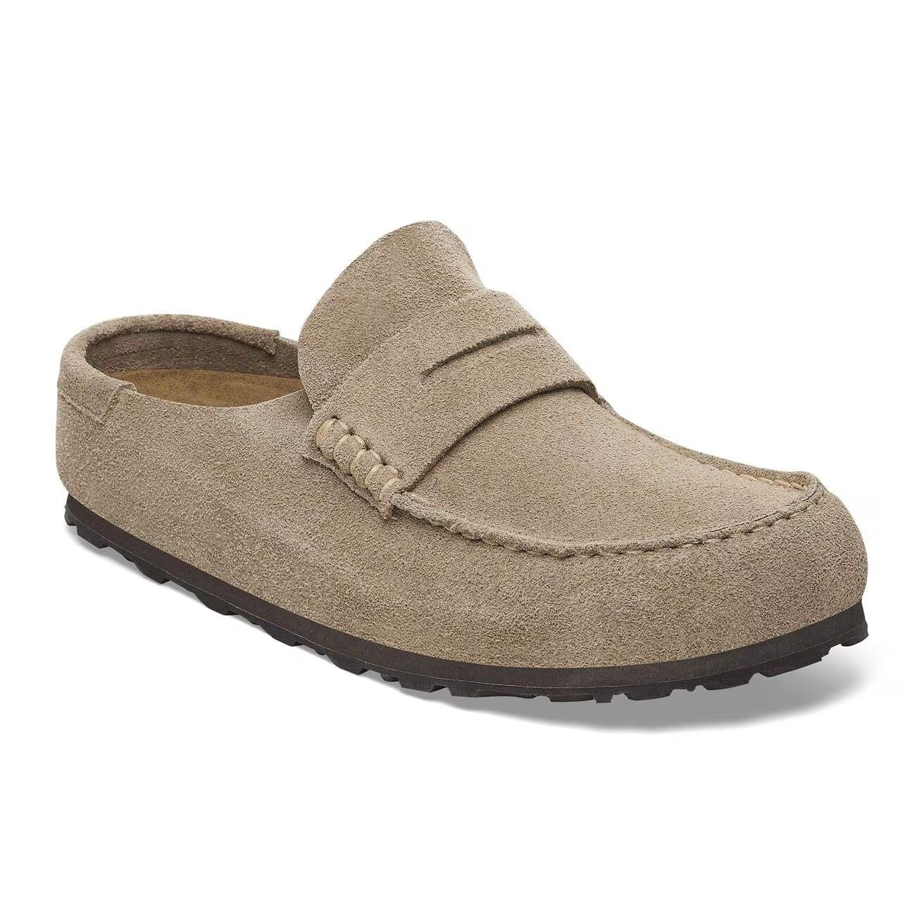 BIRKENSTOCK Sabot Uomo NAPLES WRAPPED SUEDE-Taupe