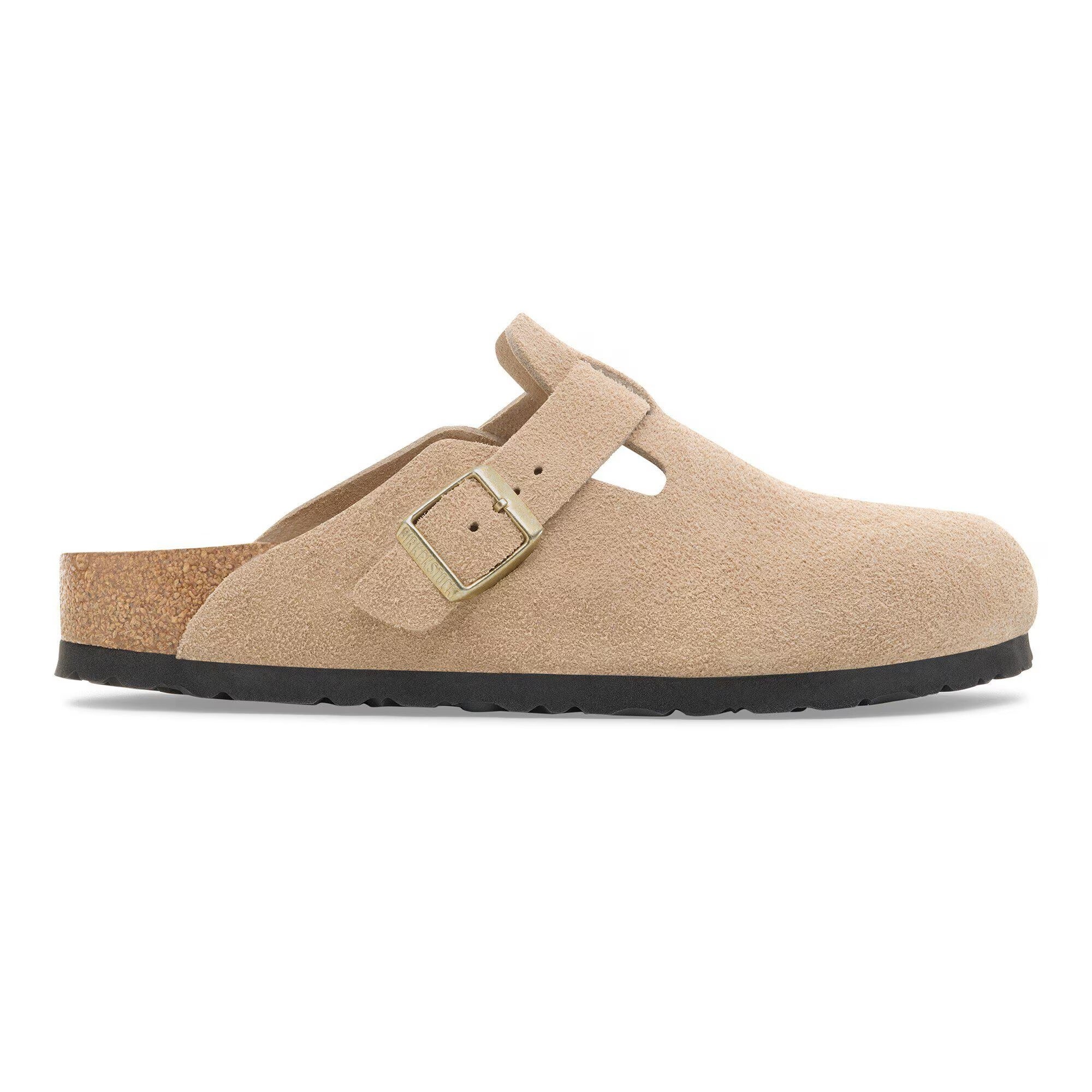 BIRKENSTOCK Ciabatta Donna Boston Suede Leather-Sandcastle