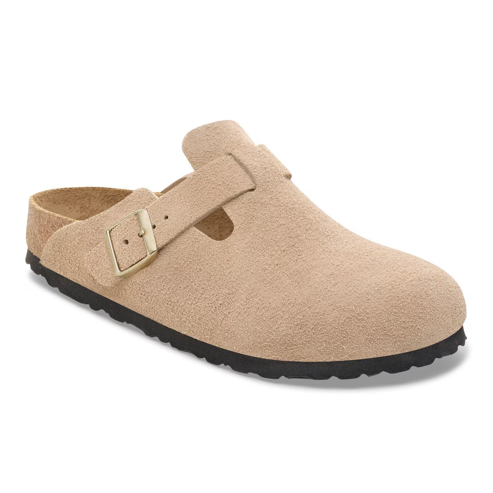BIRKENSTOCK Ciabatta Donna Boston Suede Leather-Sandcastle