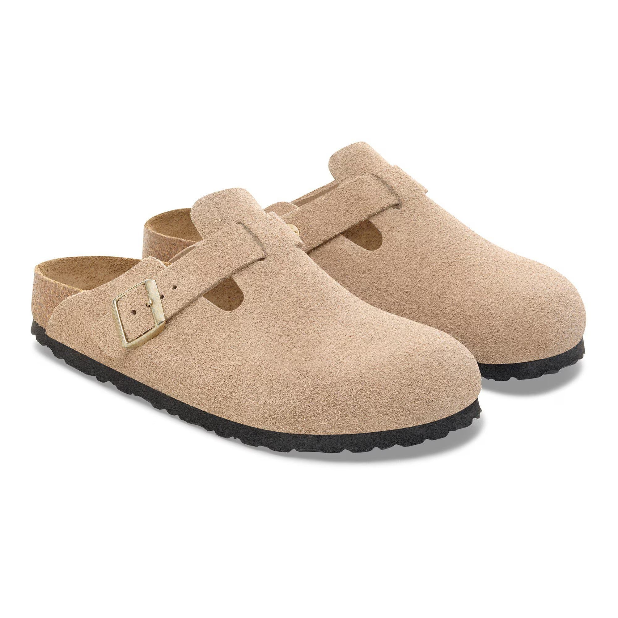 BIRKENSTOCK Ciabatta Donna Boston Suede Leather-Sandcastle