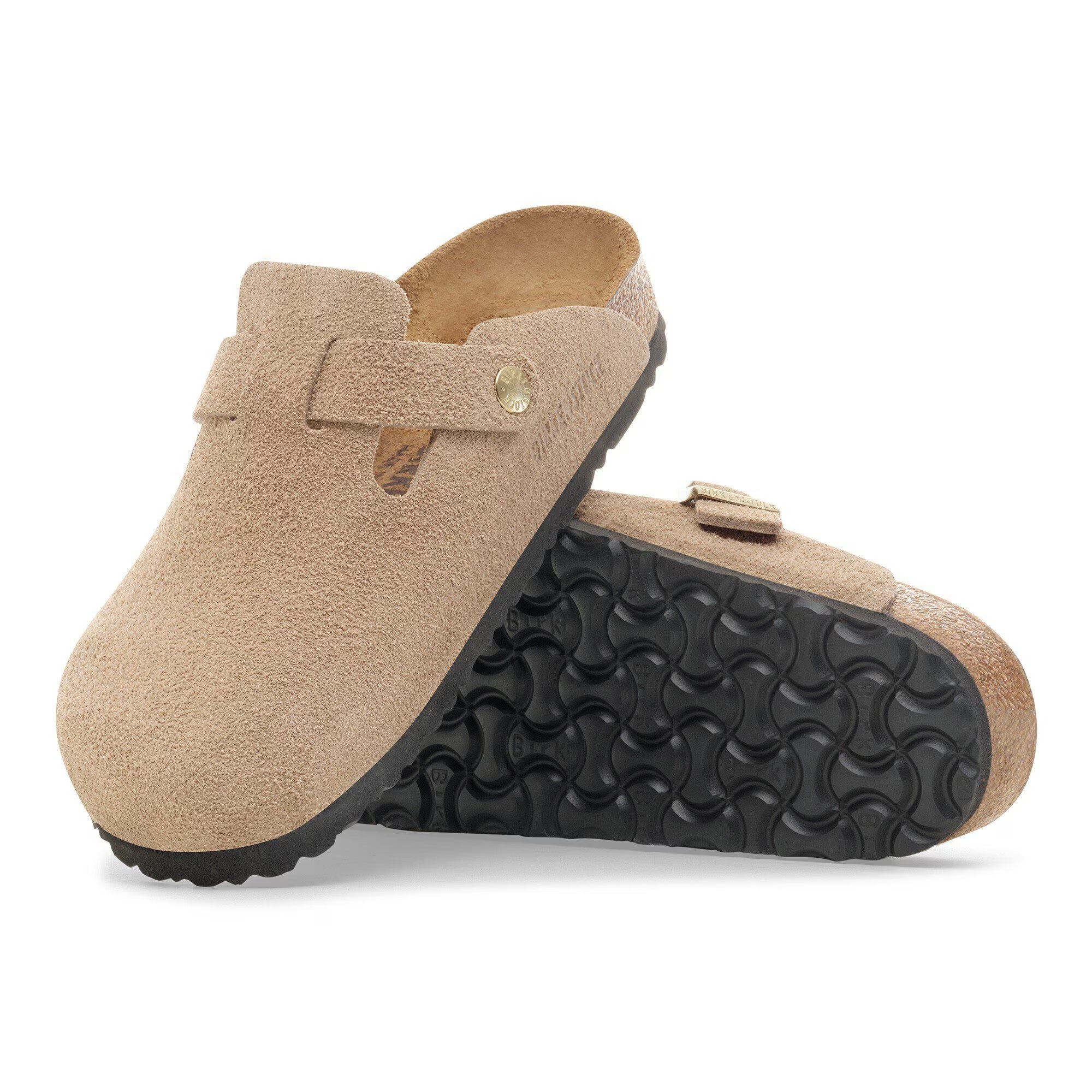 BIRKENSTOCK Ciabatta Donna Boston Suede Leather-Sandcastle