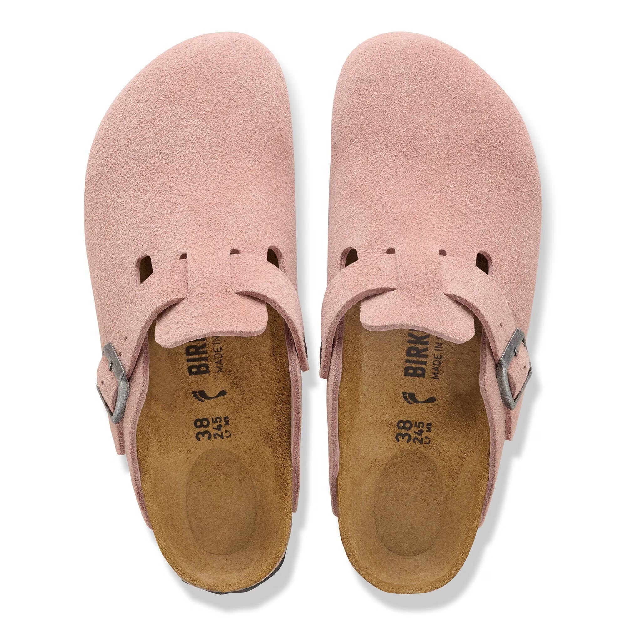 BIRKENSTOCK Ciabatta Donna Boston Suede Leather-Pink Clay