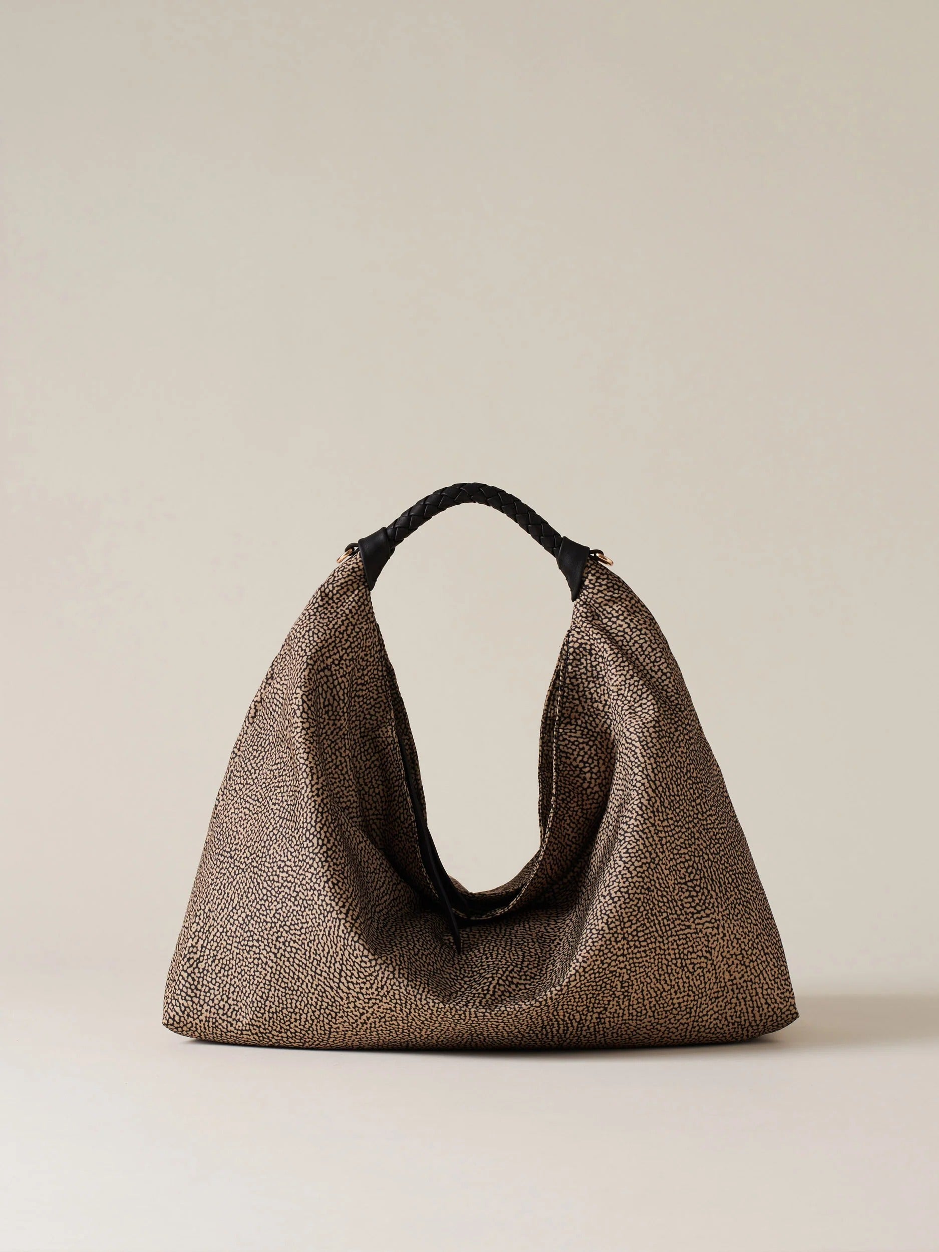 BORBONESE BORSA HOBO PLIE MEDIUM-OP Naturale/Nero