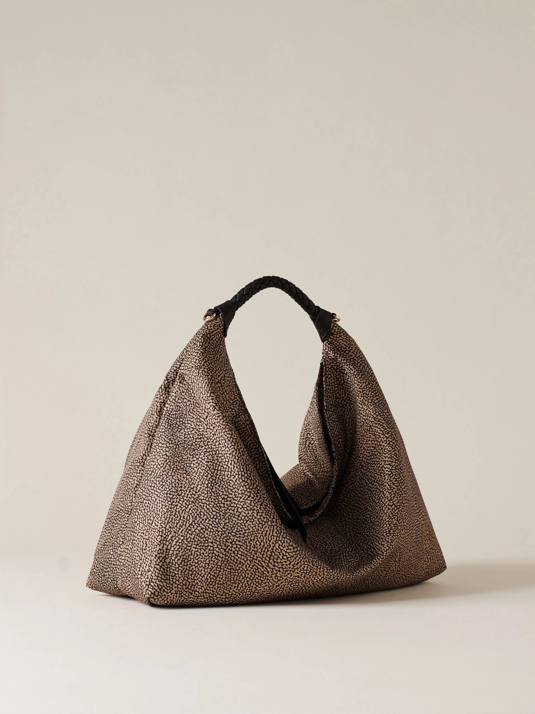 BORBONESE BORSA HOBO PLIE MEDIUM-OP Naturale/Nero