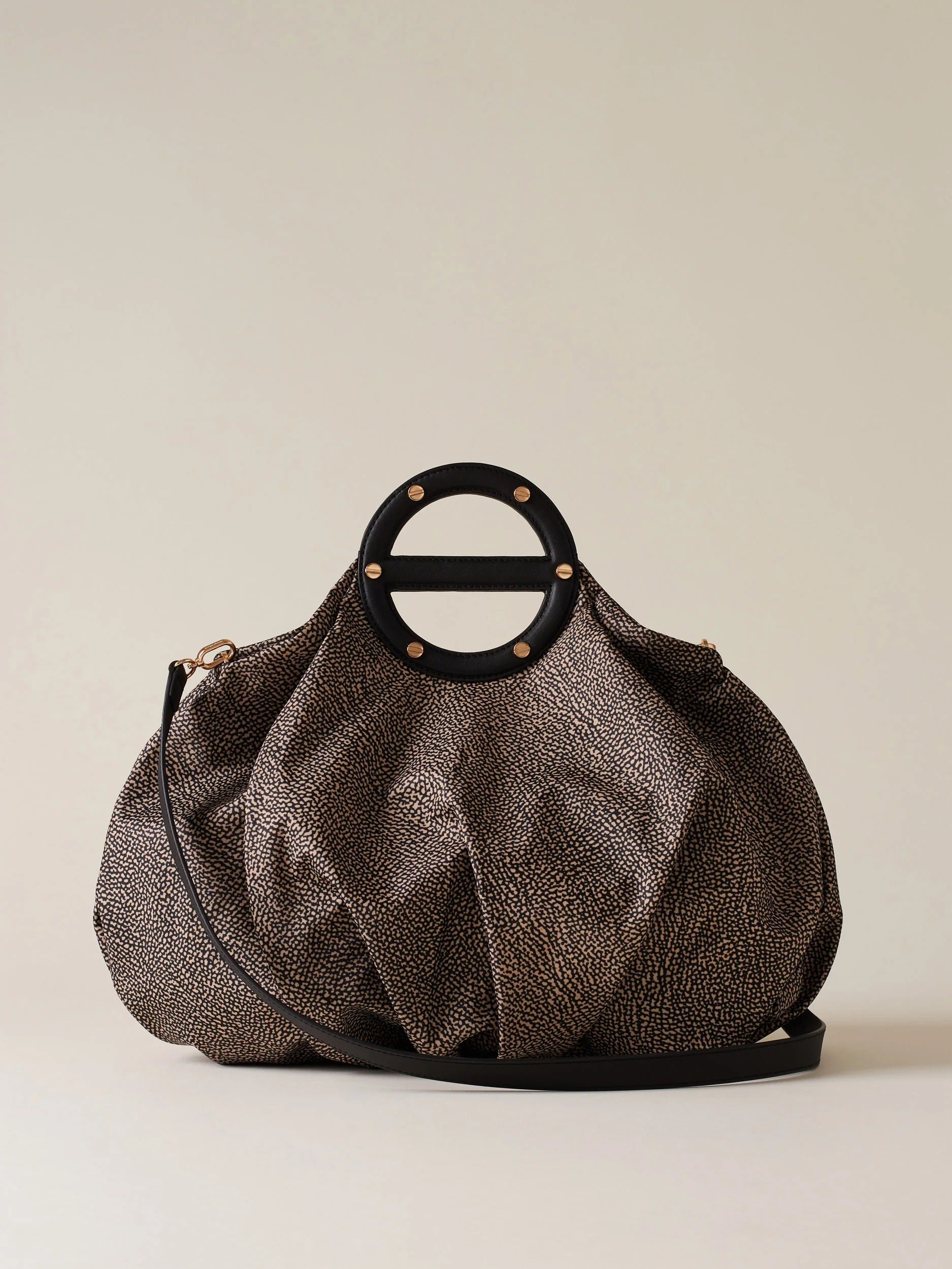 BORBONESE Borsa Bauletto VIS A VIS MEDIUM-Op Naturale/Nero