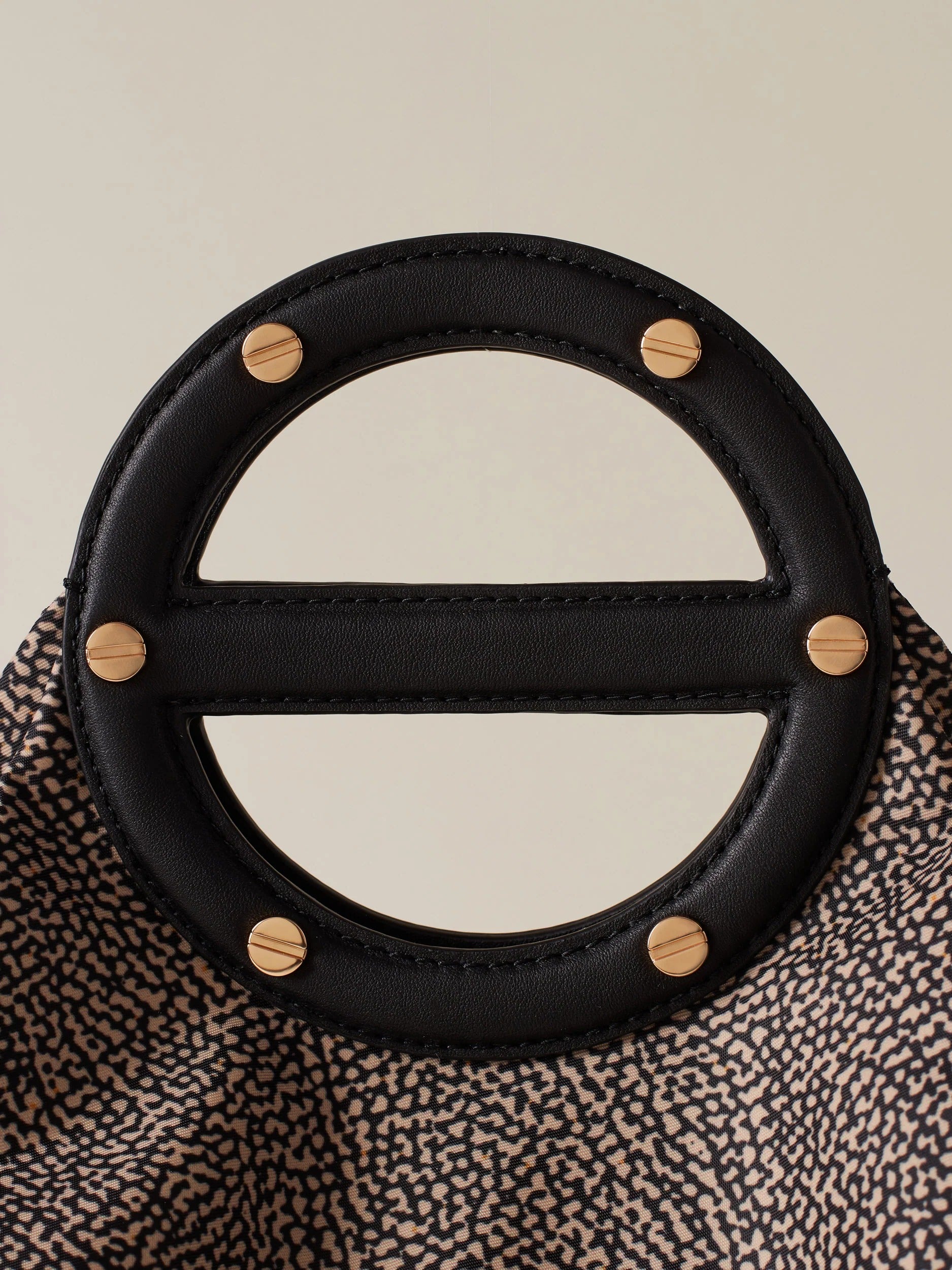 BORBONESE Borsa Bauletto VIS A VIS MEDIUM-Op Naturale/Nero