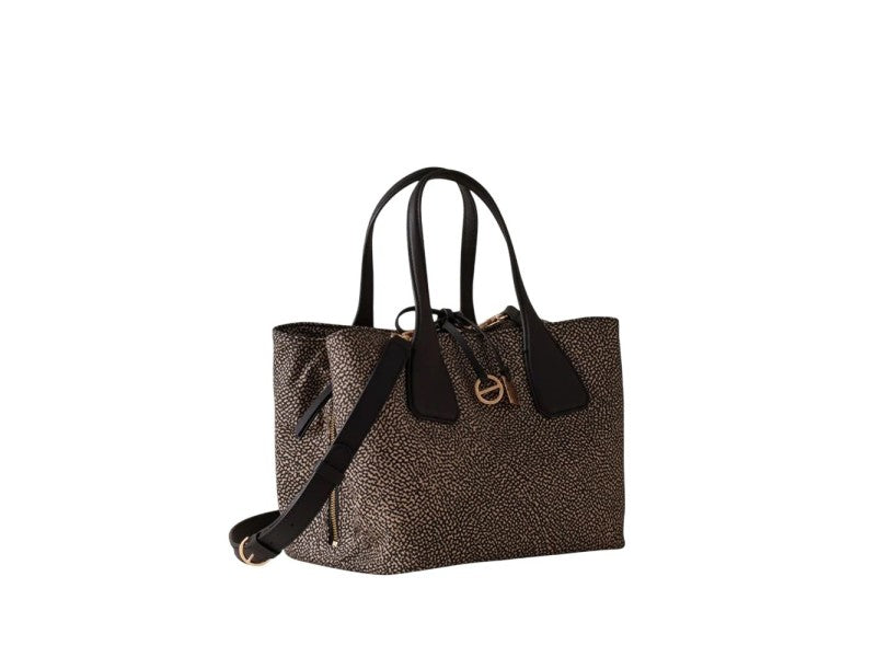 BORBONESE BORSA BAULETTO VIS A VIS MEDIUM-Op Naturale/Nero