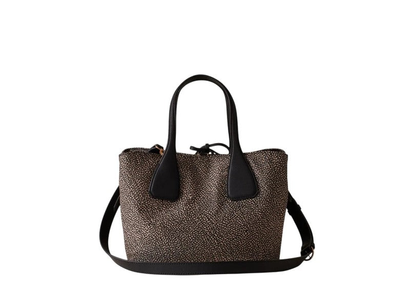 BORBONESE BORSA BAULETTO VIS A VIS MEDIUM-Op Naturale/Nero