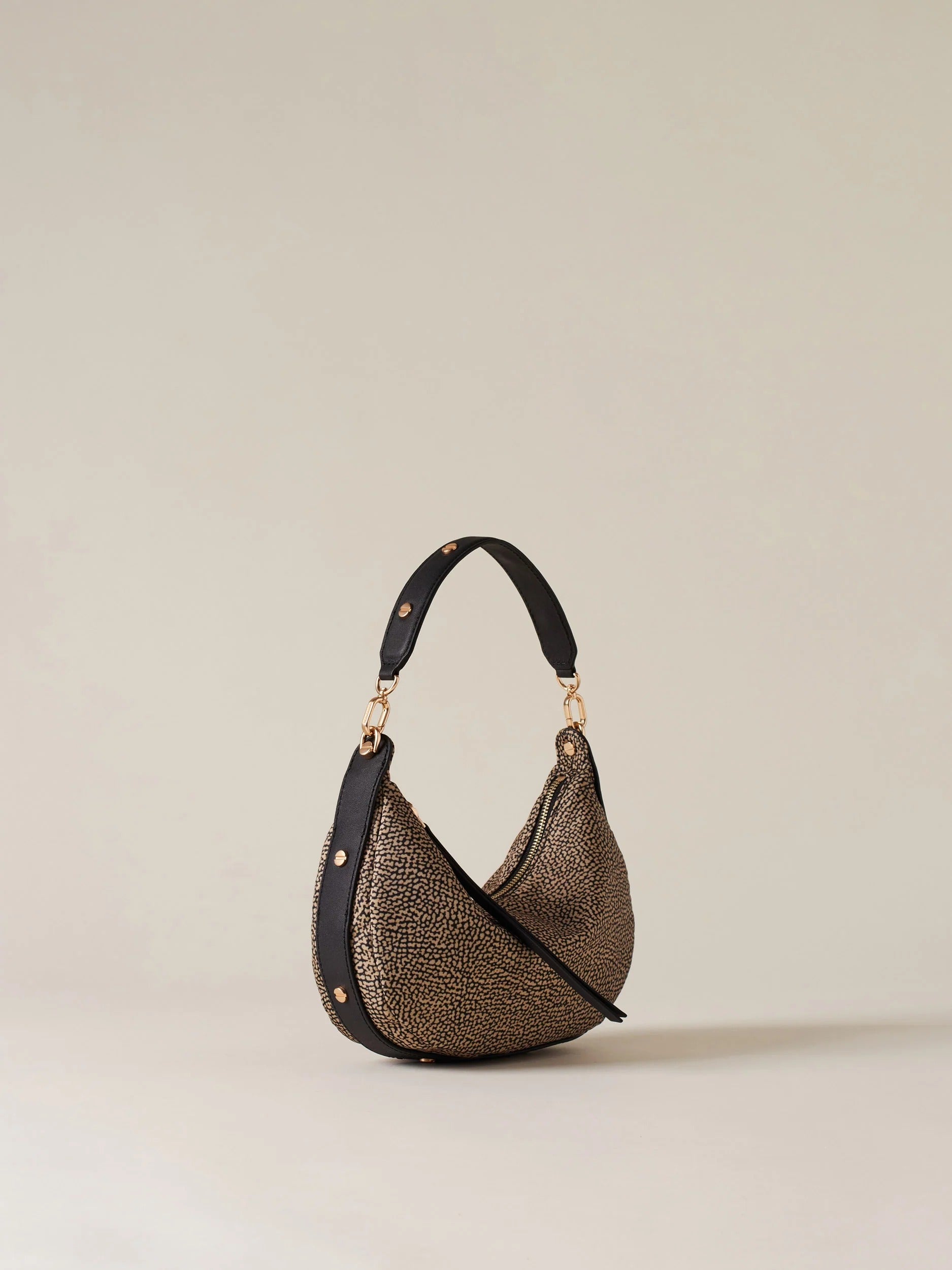 BORBONESE BORSA HOBO FRAME SMALL-Op Naturale/Nero