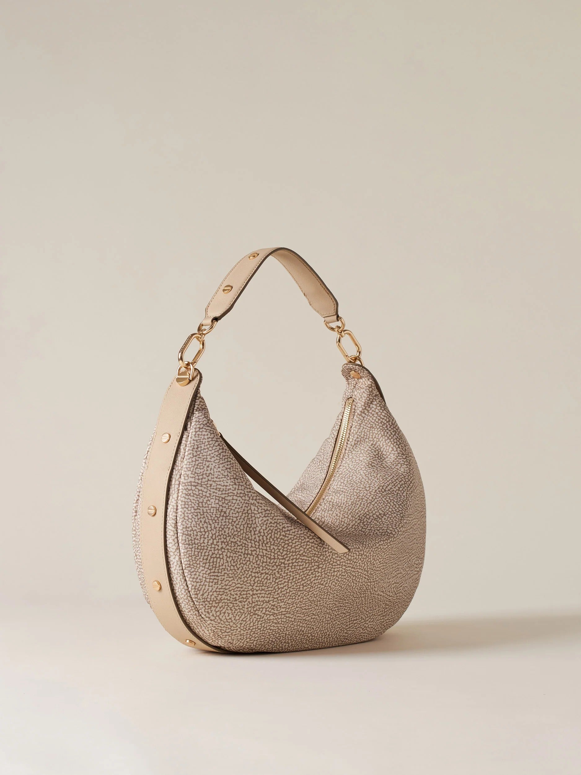 BORBONESE Borsa Hobo FRAME MEDIUM-Sabbia