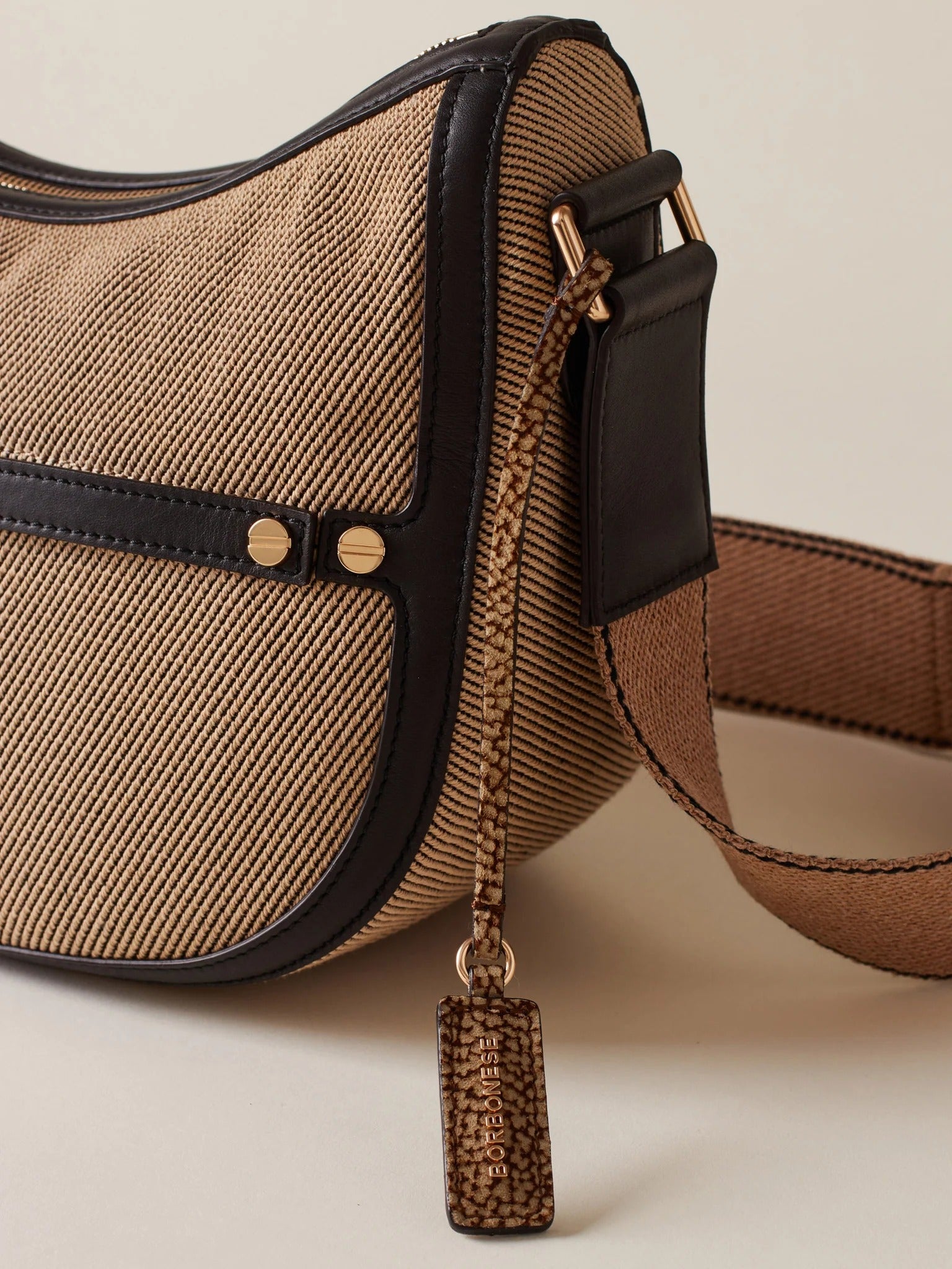 BORBONESE BORSA LUNA Small-Naturale Ebano